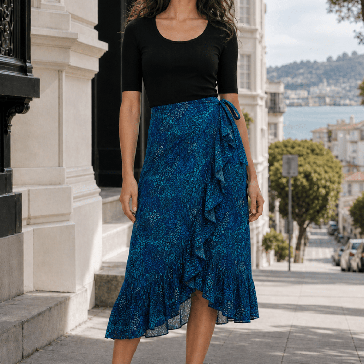 JENNY wrap skirt May Flowers Blue – Lesley Evers JENNY wrap skirt May Flowers Blue – Lesley Evers