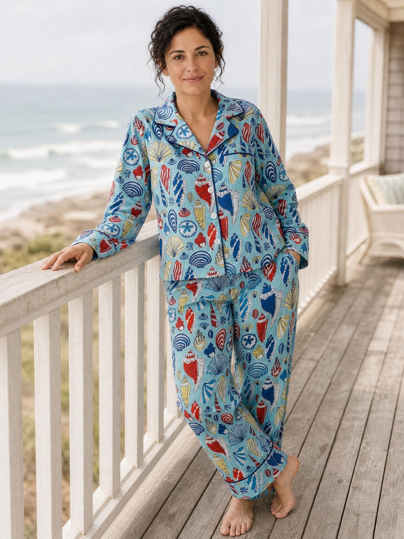 JOSEPHINE pajama Seashells - Lesley Evers - cotton PJs - friday - gifts under $150