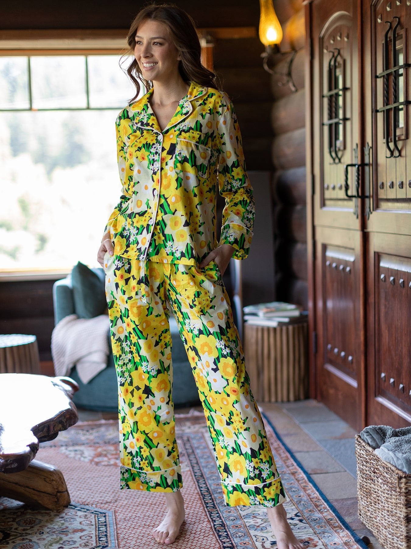 JOSEPHINE pajama set Daffodils - Lesley Evers - cotton PJs - daffodils - daffodils yellow