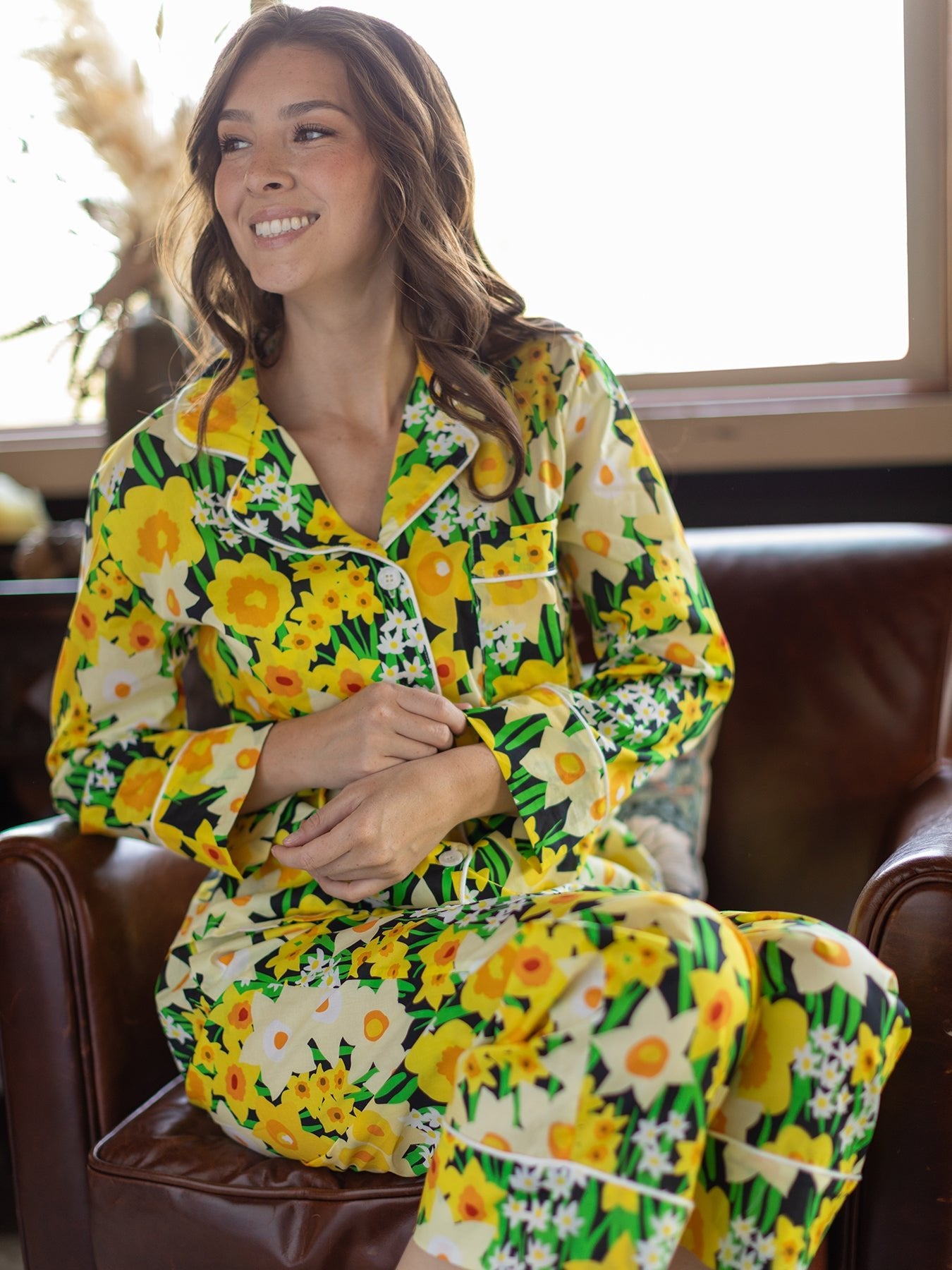 JOSEPHINE pajama set Daffodils - Lesley Evers - cotton PJs - daffodils - daffodils yellow