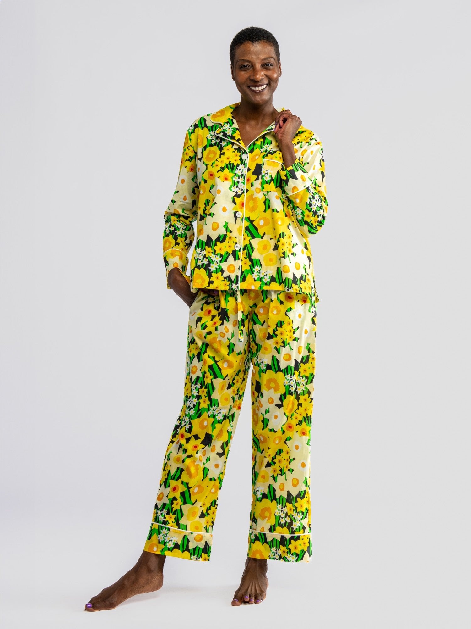 JOSEPHINE pajama set Daffodils - Lesley Evers - cotton PJs - daffodils - daffodils yellow