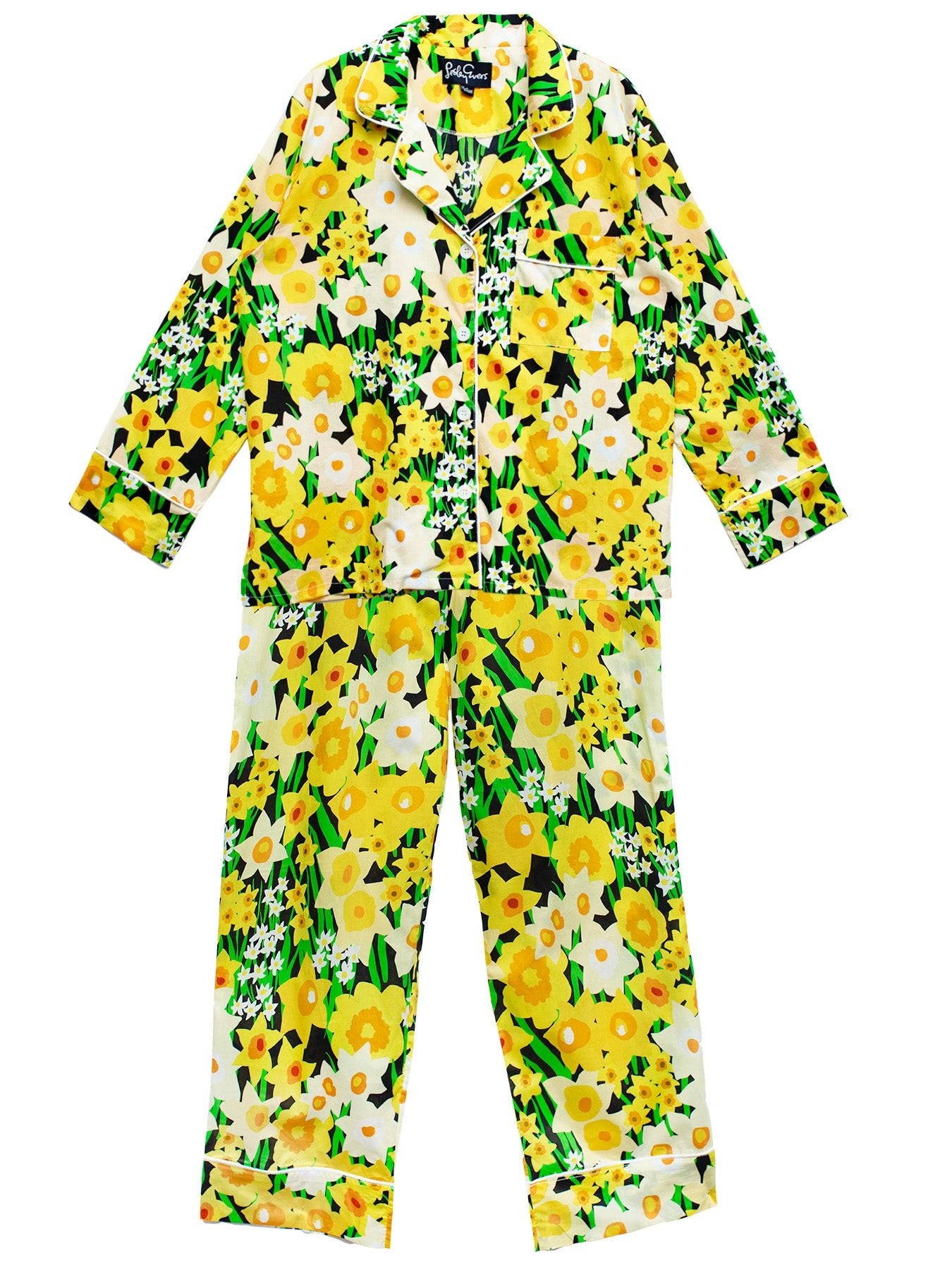 JOSEPHINE pajama set Daffodils - Lesley Evers - cotton PJs - daffodils - daffodils yellow