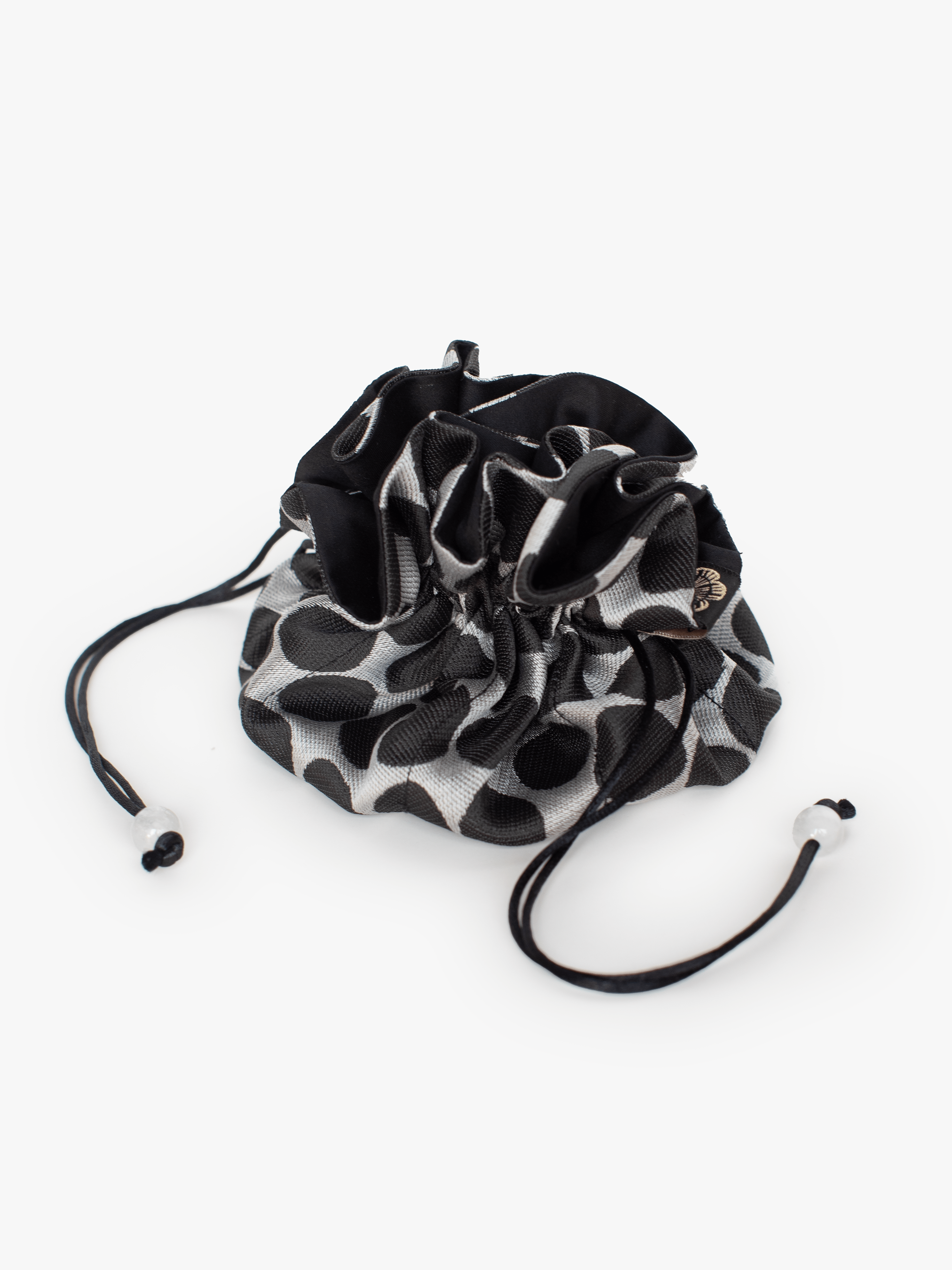 JOSIE jacquard jewelry pouch Dots Black and White - Lesley Evers - case - cosmetic bag - gifts under $75