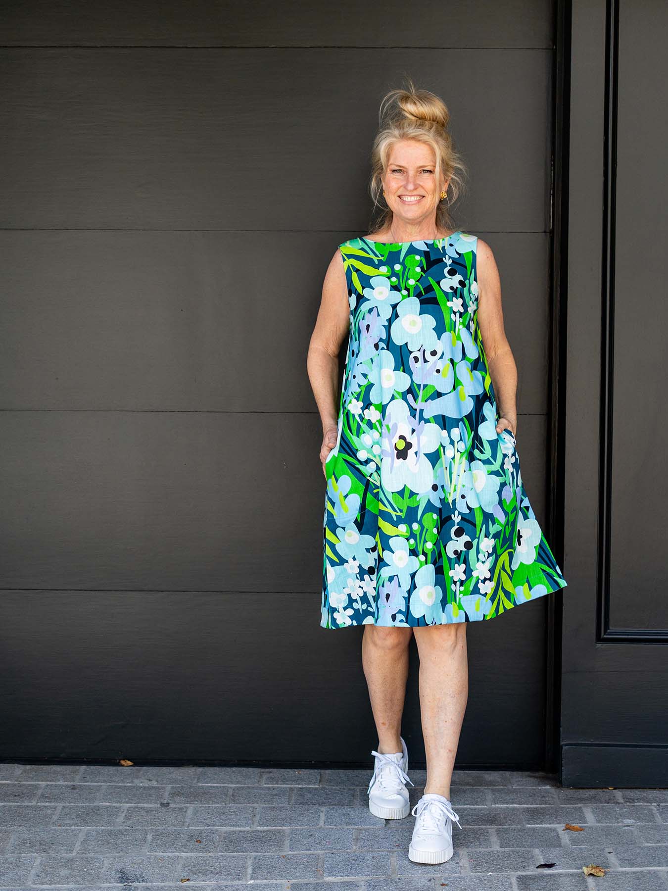 JUNIPER dress Garden Oasis Blue - Lesley Evers-Best Seller-Blue-cotton dress