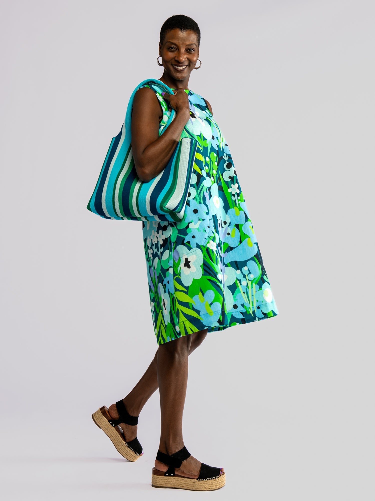 JUNIPER dress Garden Oasis Blue - Lesley Evers-Best Seller-Blue-cotton dress