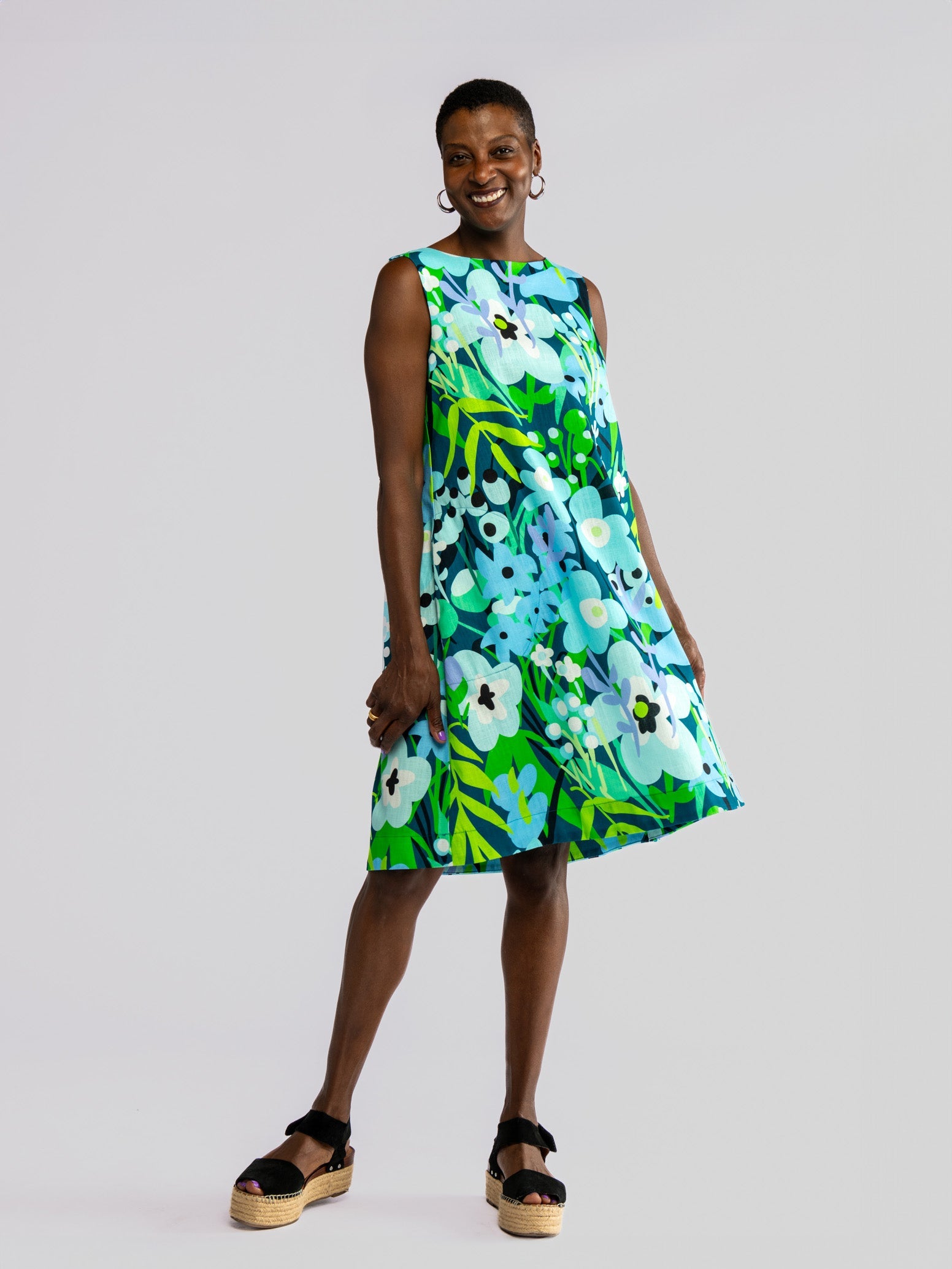 JUNIPER dress Garden Oasis Blue - Lesley Evers-Best Seller-Blue-cotton dress