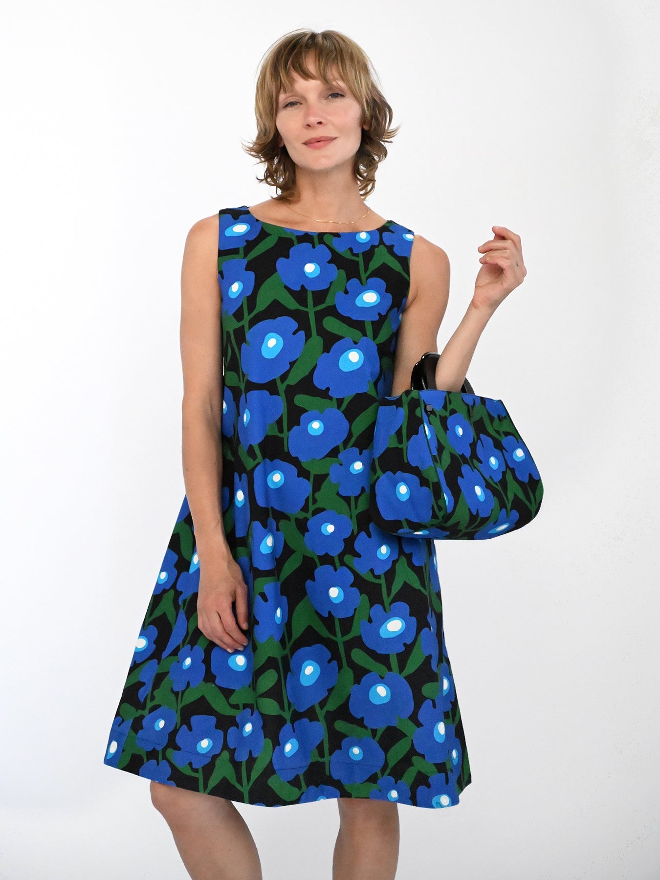 JUNIPER dress Mod Blossom Blue - Lesley Evers-Blue Dress-Dress-juniper