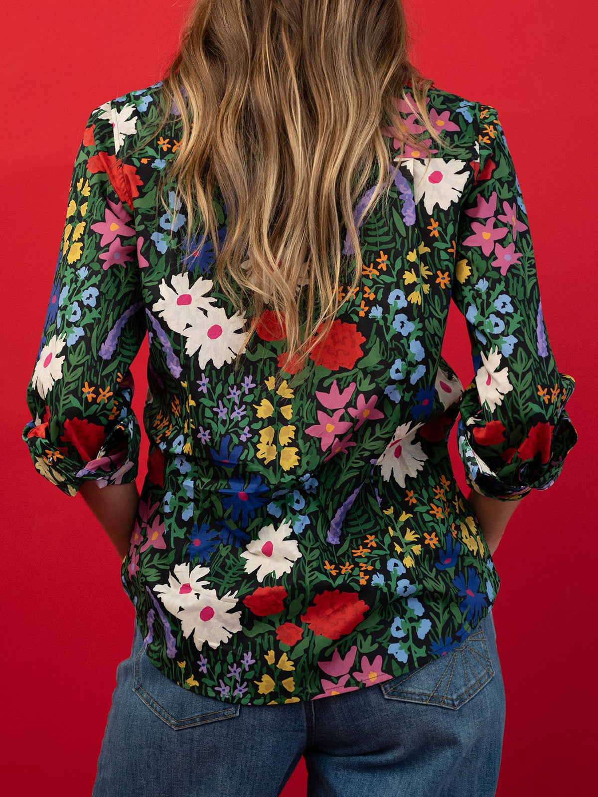 KATHRYN blouse Flower Field - Lesley Evers-Bird Collection-birds-Catherine