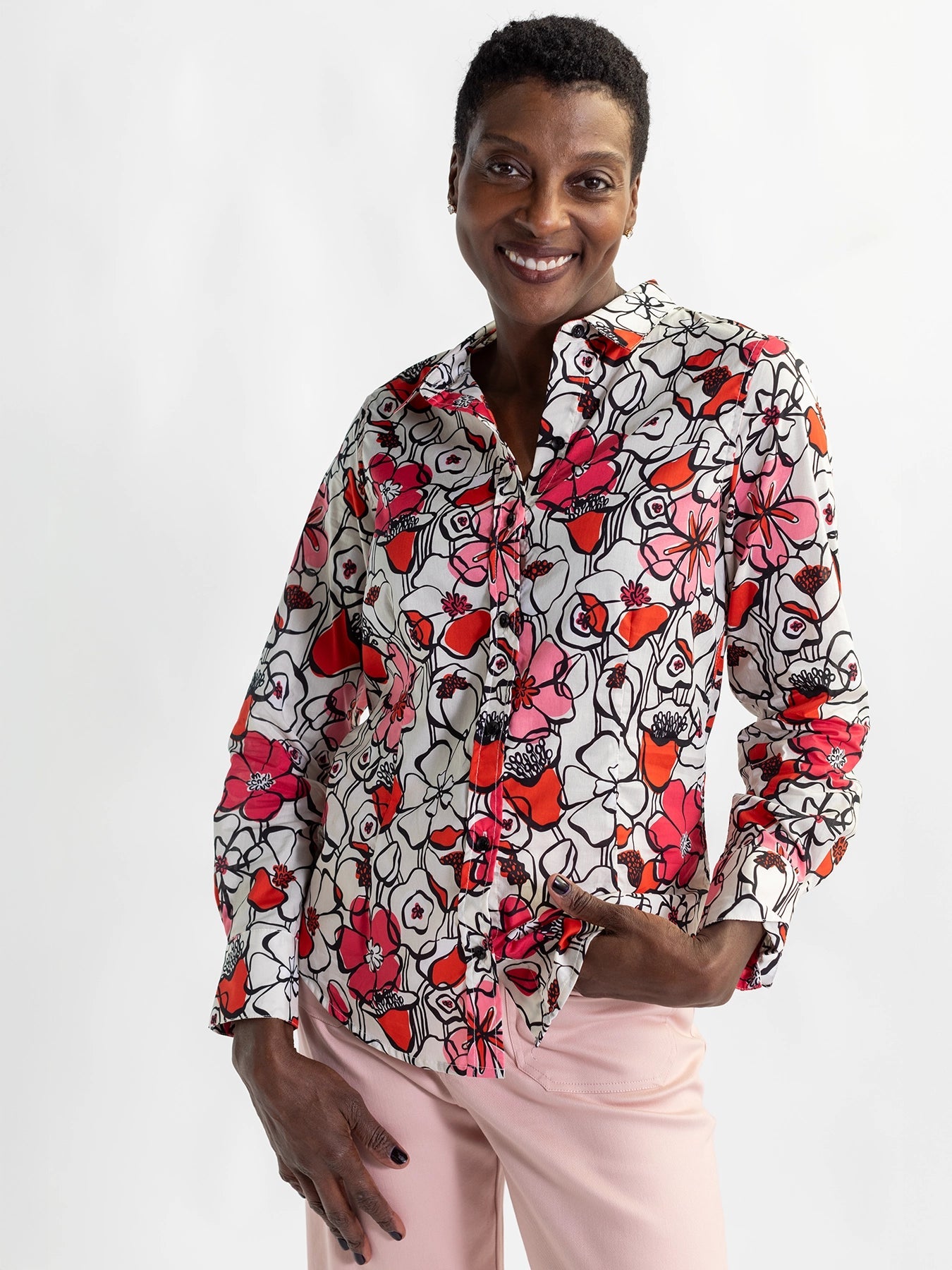 KATHRYN blouse Full Bloom Pink - Lesley Evers - Bird Collection - birds - Catherine