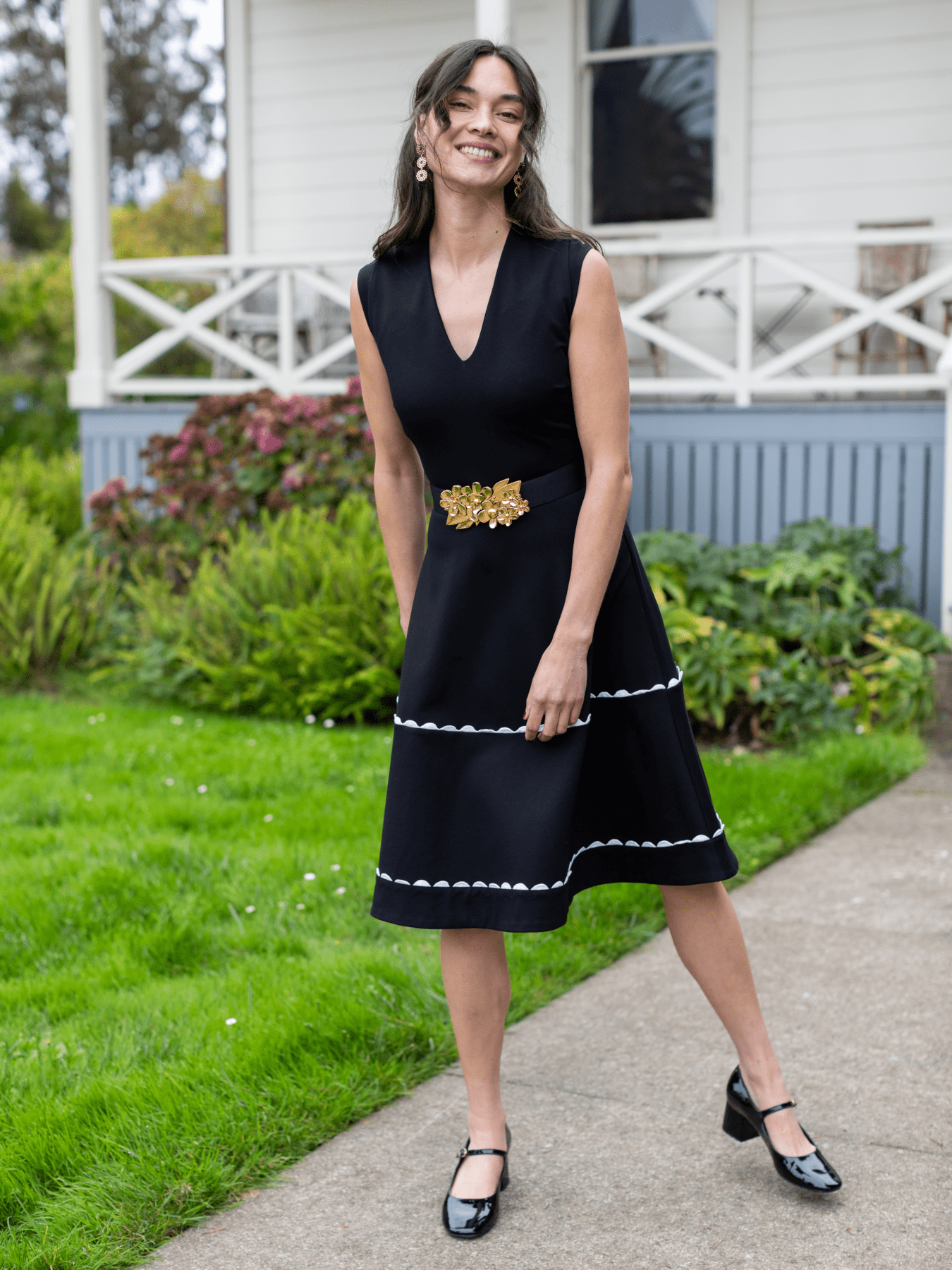 KATRINA dress Black - Lesley Evers - Black - black and white - black and white dress