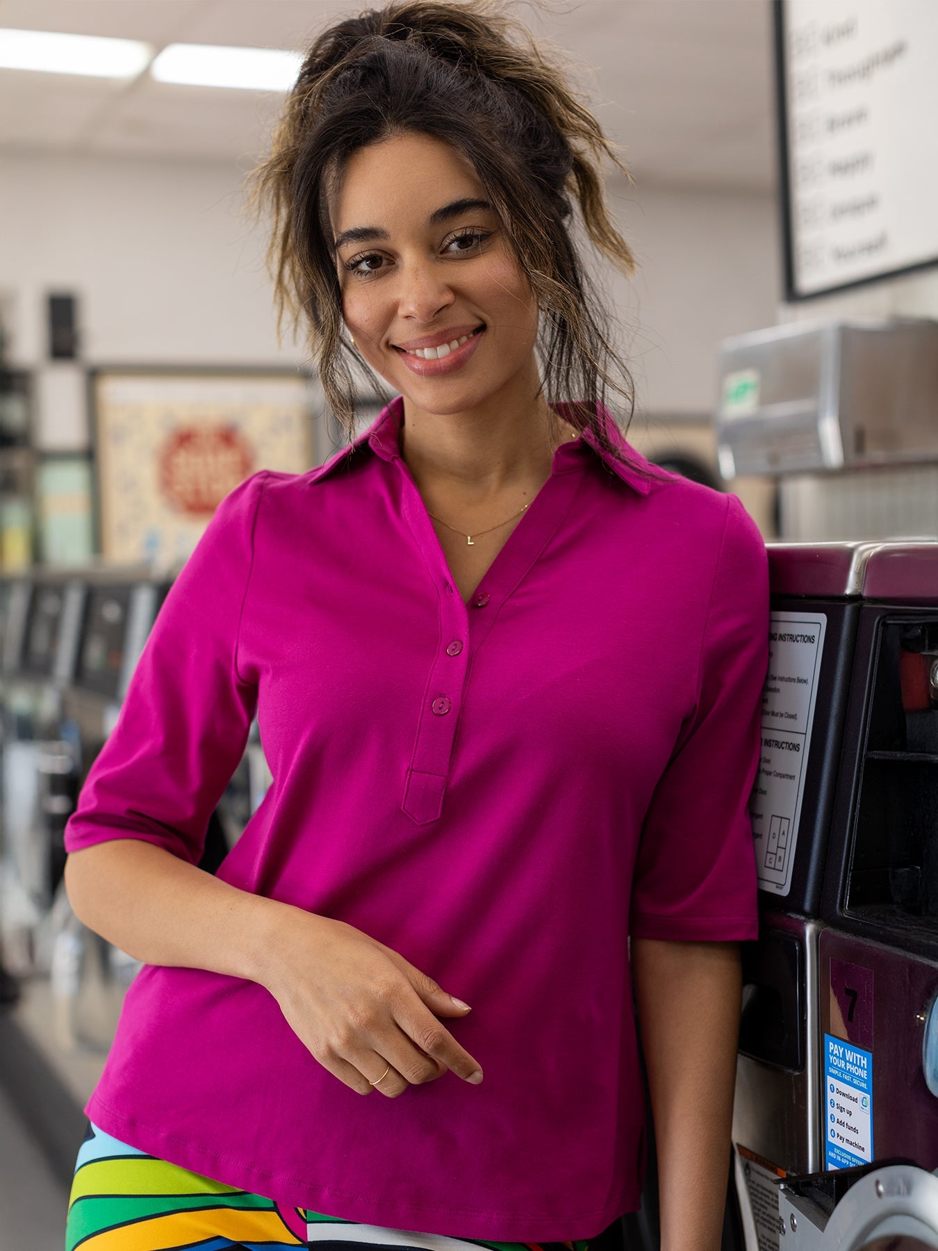 KIMMY top Berry - Lesley Evers - Button Top - clothing - colorful