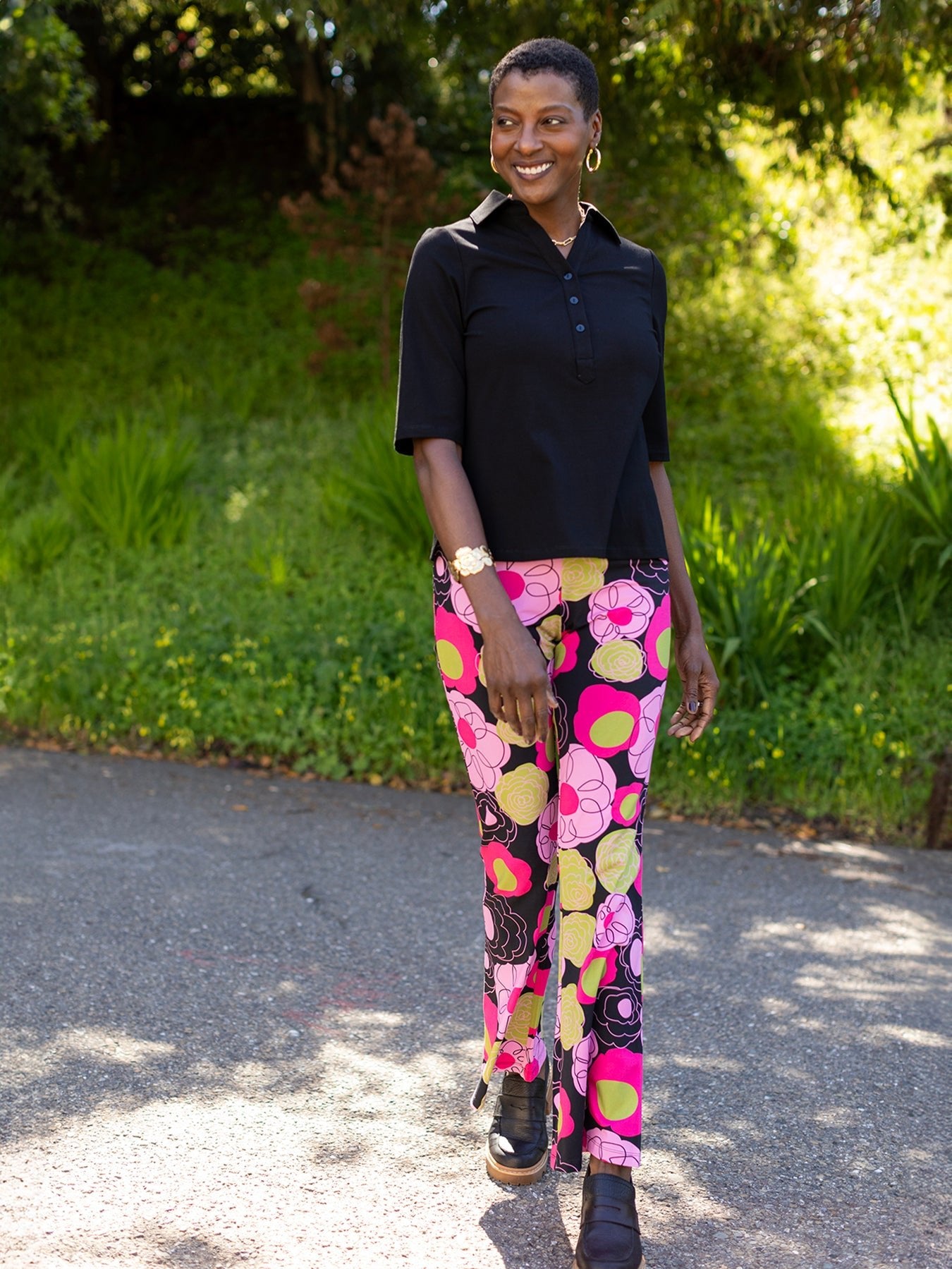 KIMMY top Black - Lesley Evers - Button Top - clothing - colorful