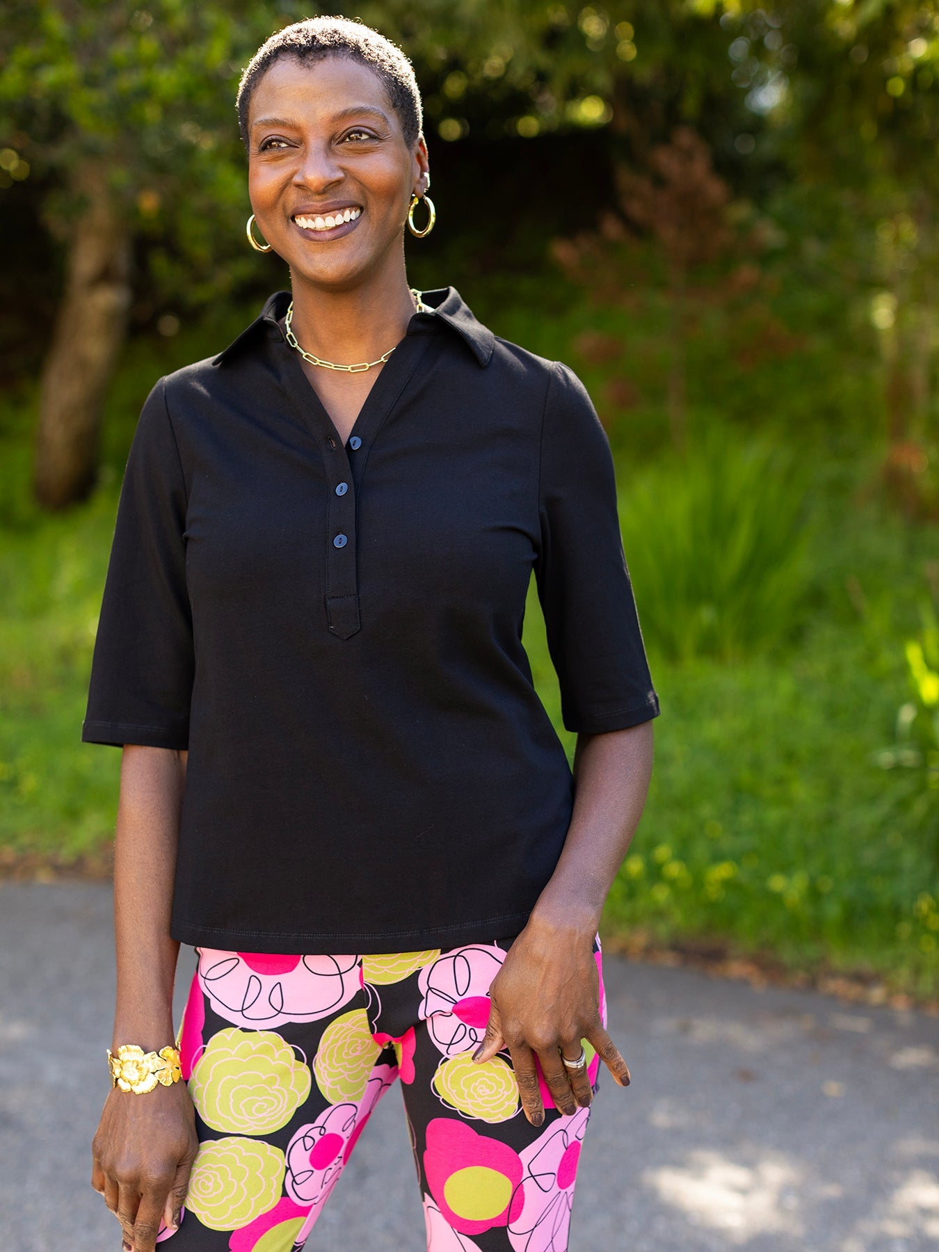 KIMMY top Black - Lesley Evers - Button Top - clothing - colorful