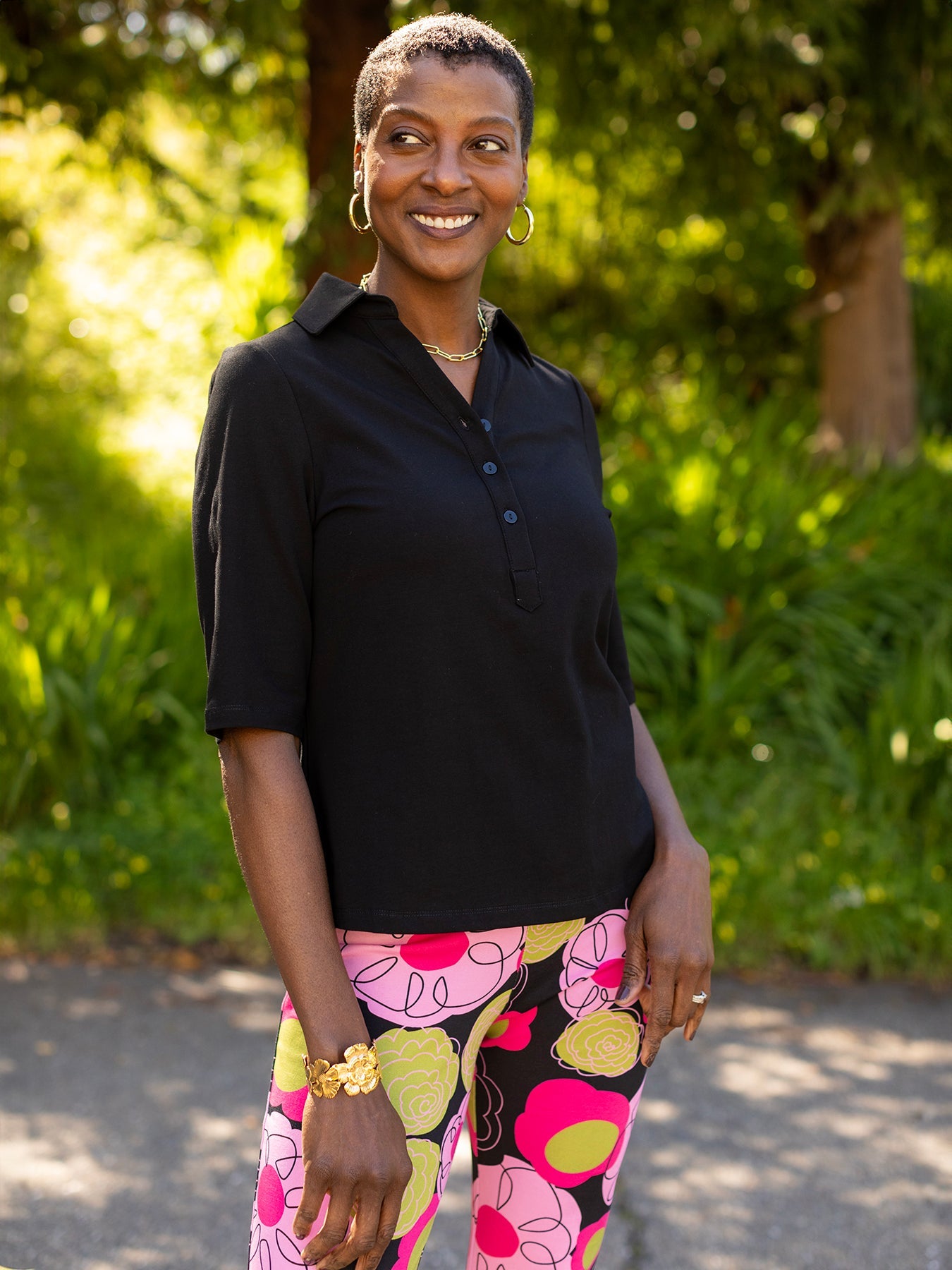 KIMMY top Black - Lesley Evers - Button Top - clothing - colorful