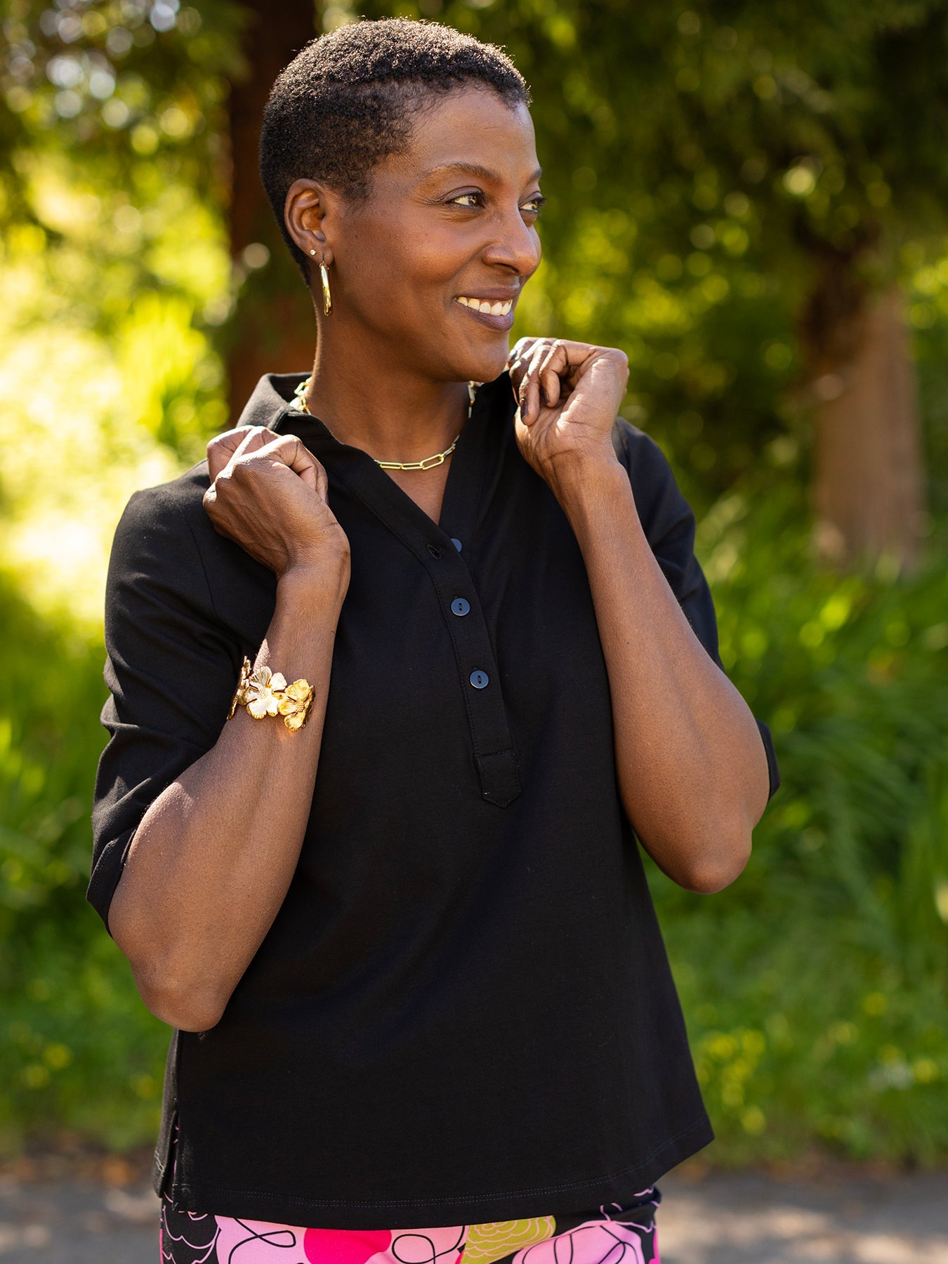 KIMMY top Black - Lesley Evers - Button Top - clothing - colorful