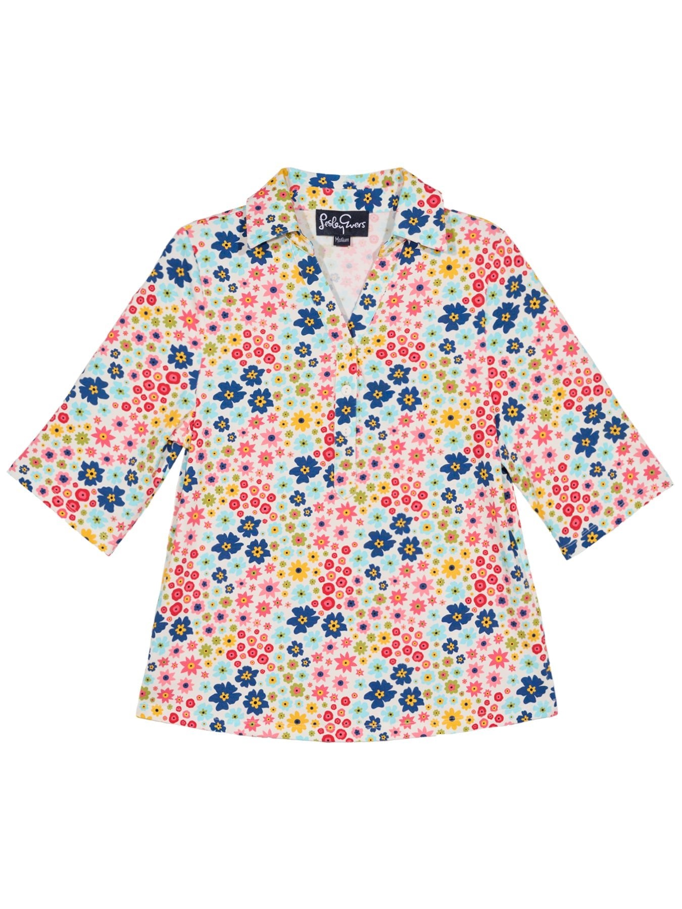 KIMMY top Bloom True - Lesley Evers - Button Top - clothing - colorful