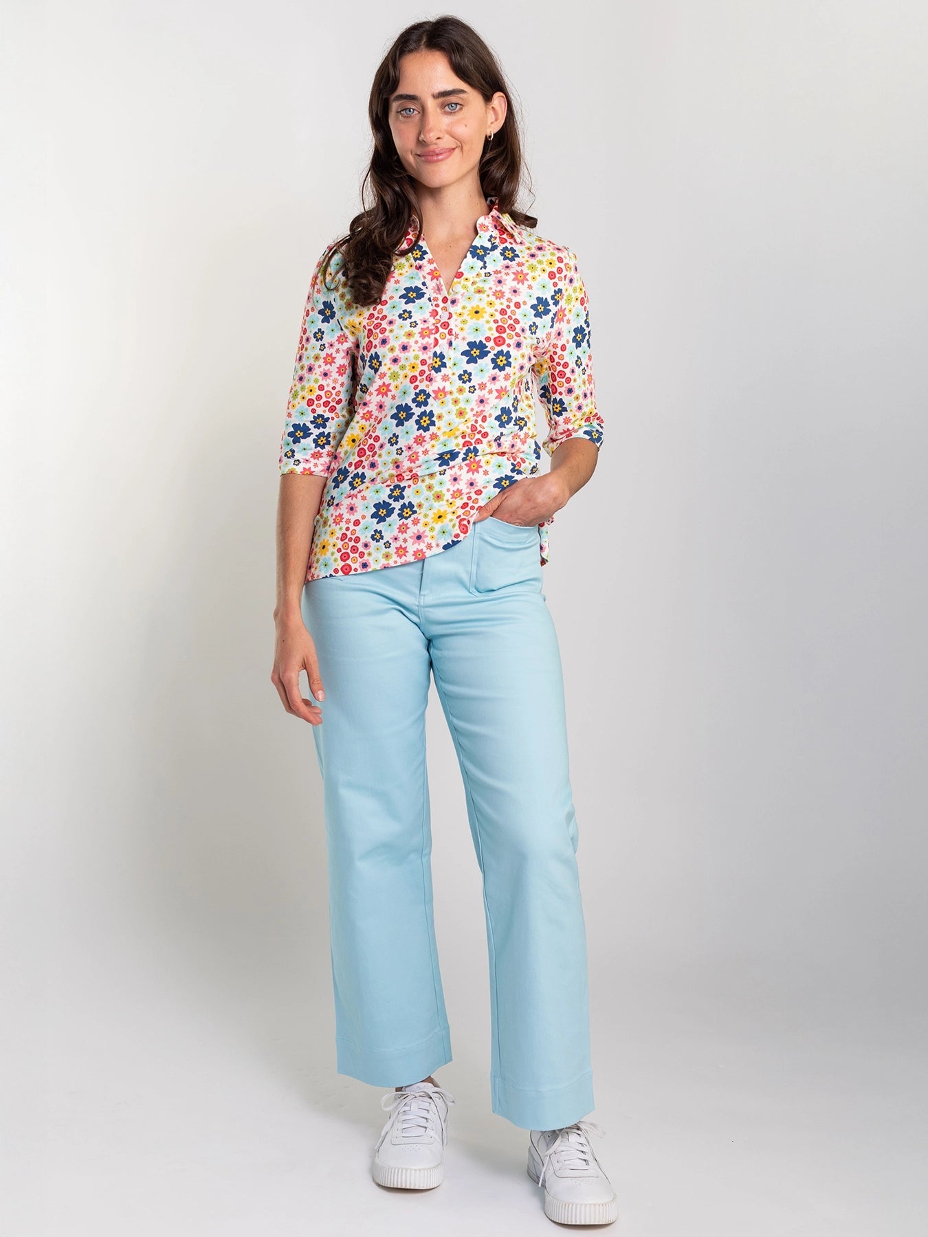 KIMMY top Bloom True - Lesley Evers - Button Top - clothing - colorful