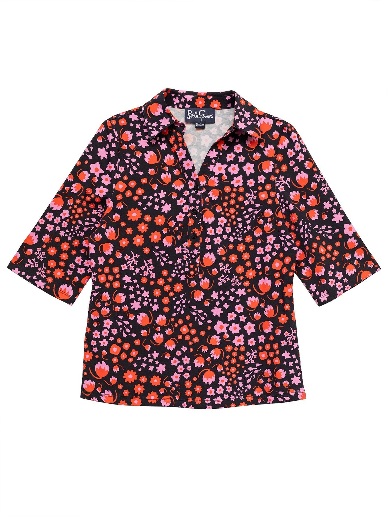 KIMMY top Blossom Breeze Red - Lesley Evers - Button Top - clothing - colorful
