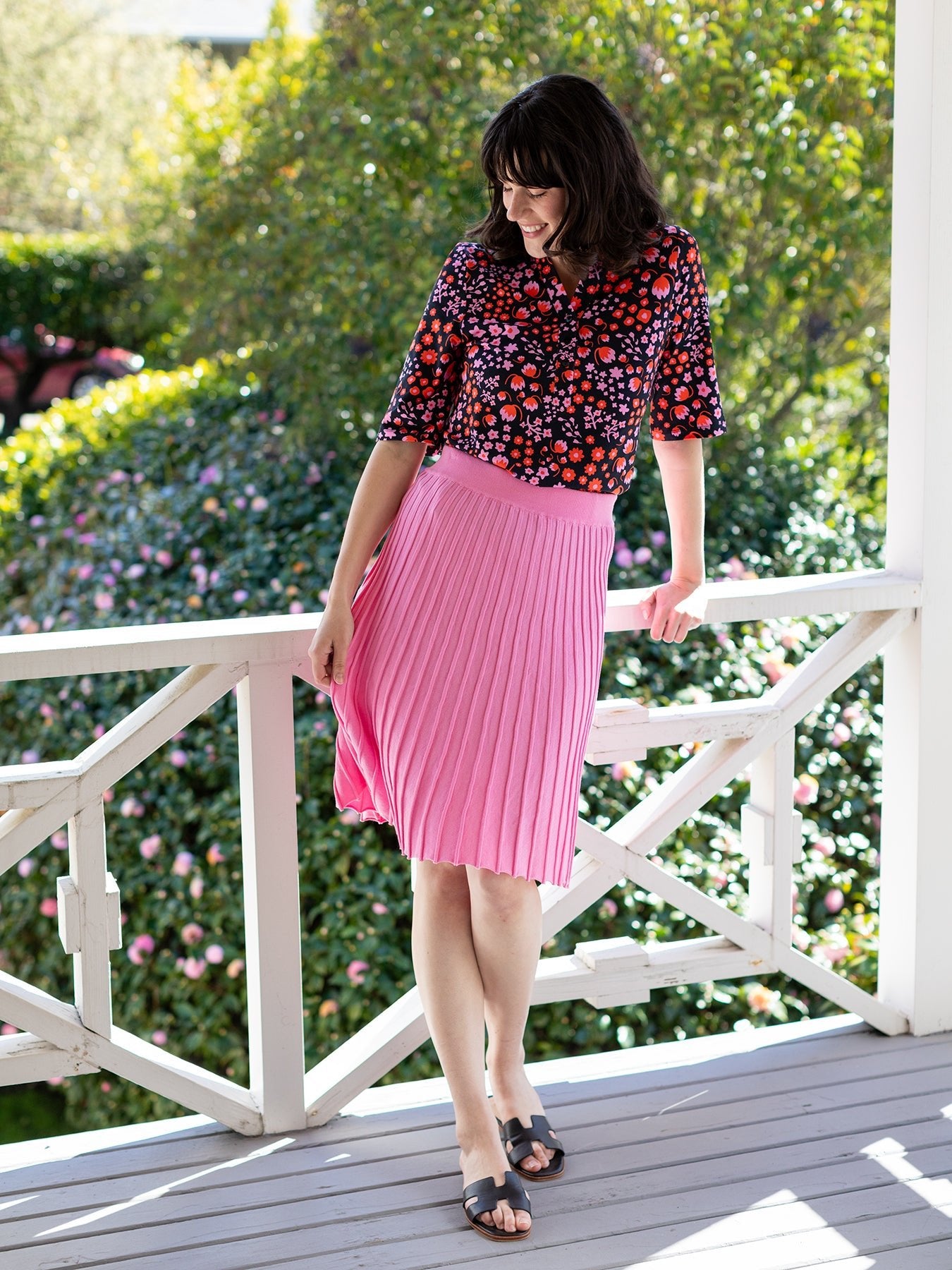 KIMMY top Blossom Breeze Red - Lesley Evers - Button Top - clothing - colorful