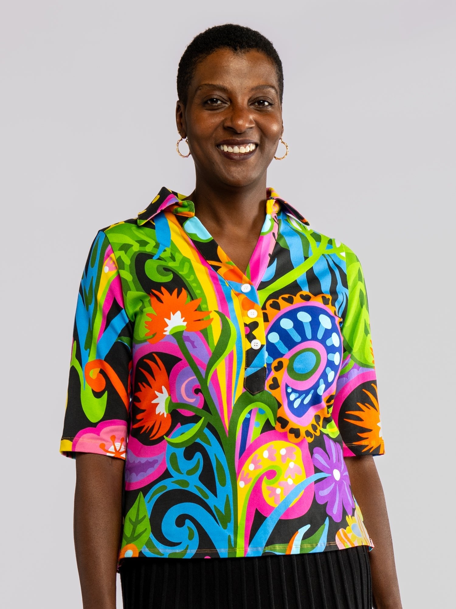 KIMMY top Bonanza - Lesley Evers-Button Top-clothing-colorful