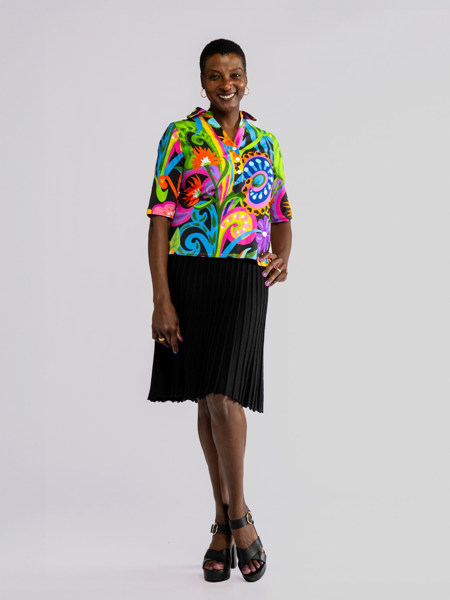 KIMMY top Bonanza - Lesley Evers-Button Top-clothing-colorful