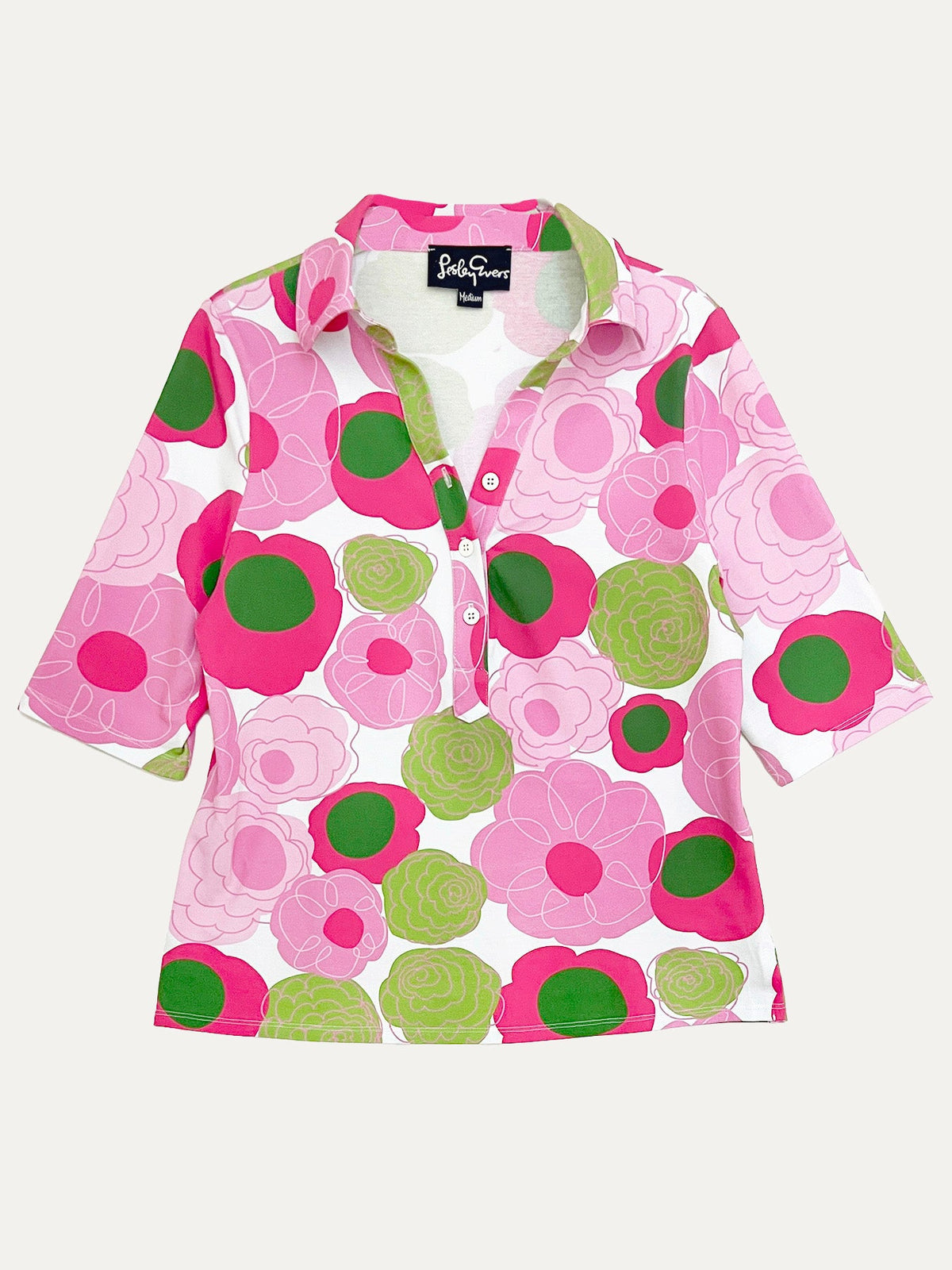 KIMMY top Flower Charm Pink - Lesley Evers-Button Top-clothing-colorful