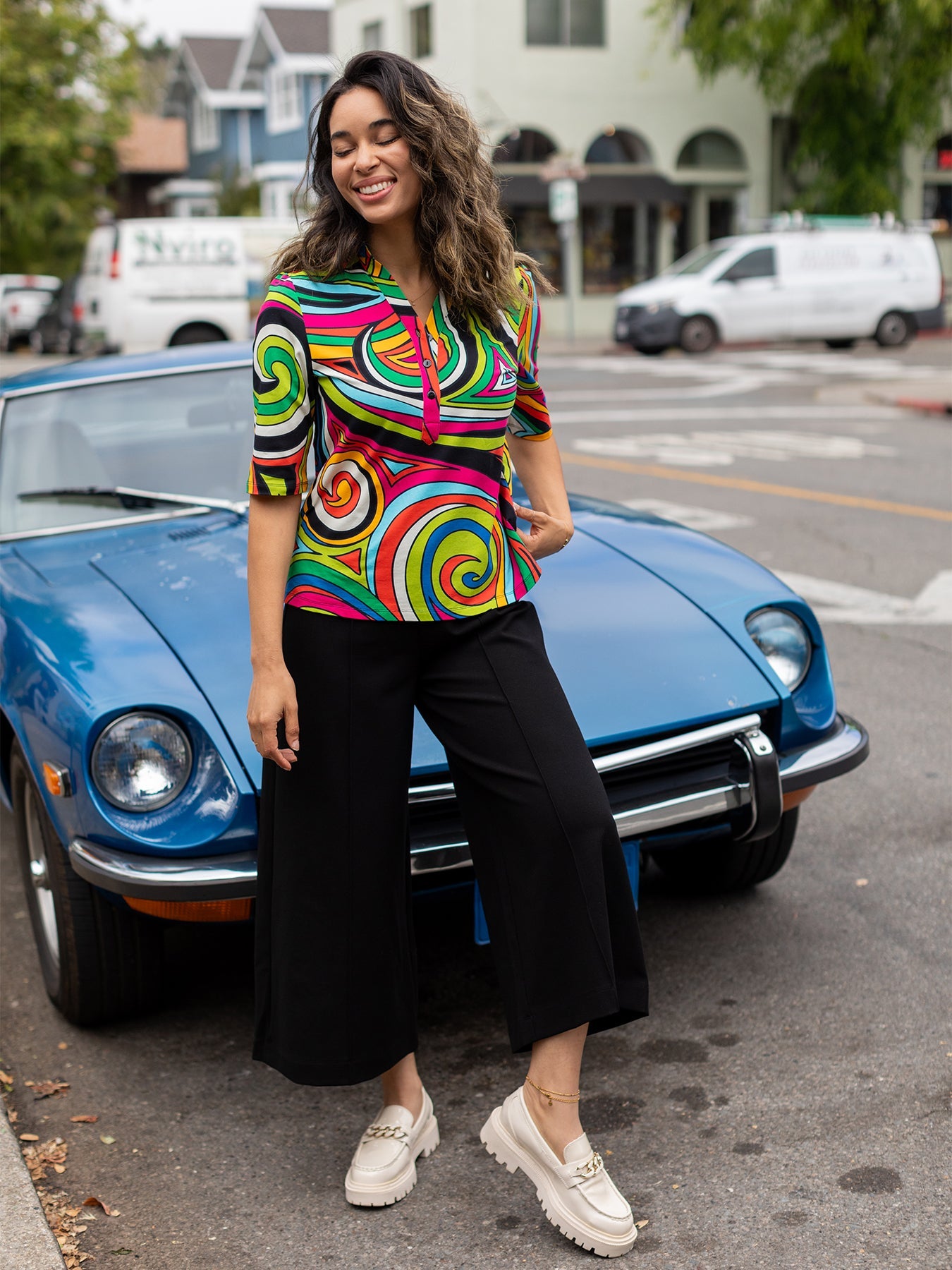 KIMMY top Swirl - Lesley Evers - Button Top - clothing - colorful