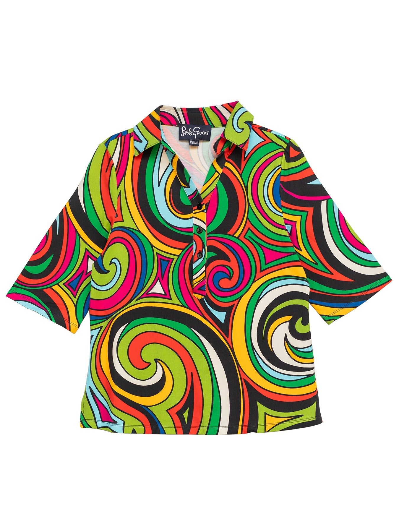 KIMMY top Swirl - Lesley Evers - Button Top - clothing - colorful