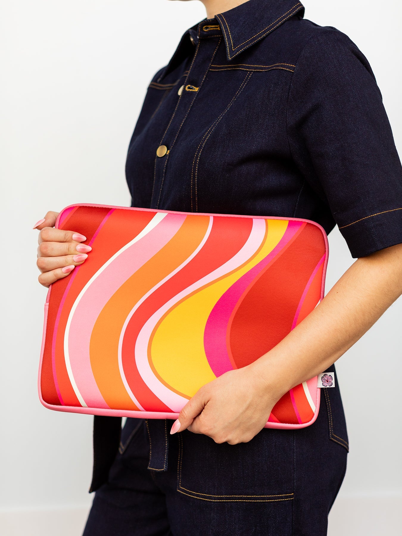 Laptop Case Pink Wave - Lesley Evers - laptop case -