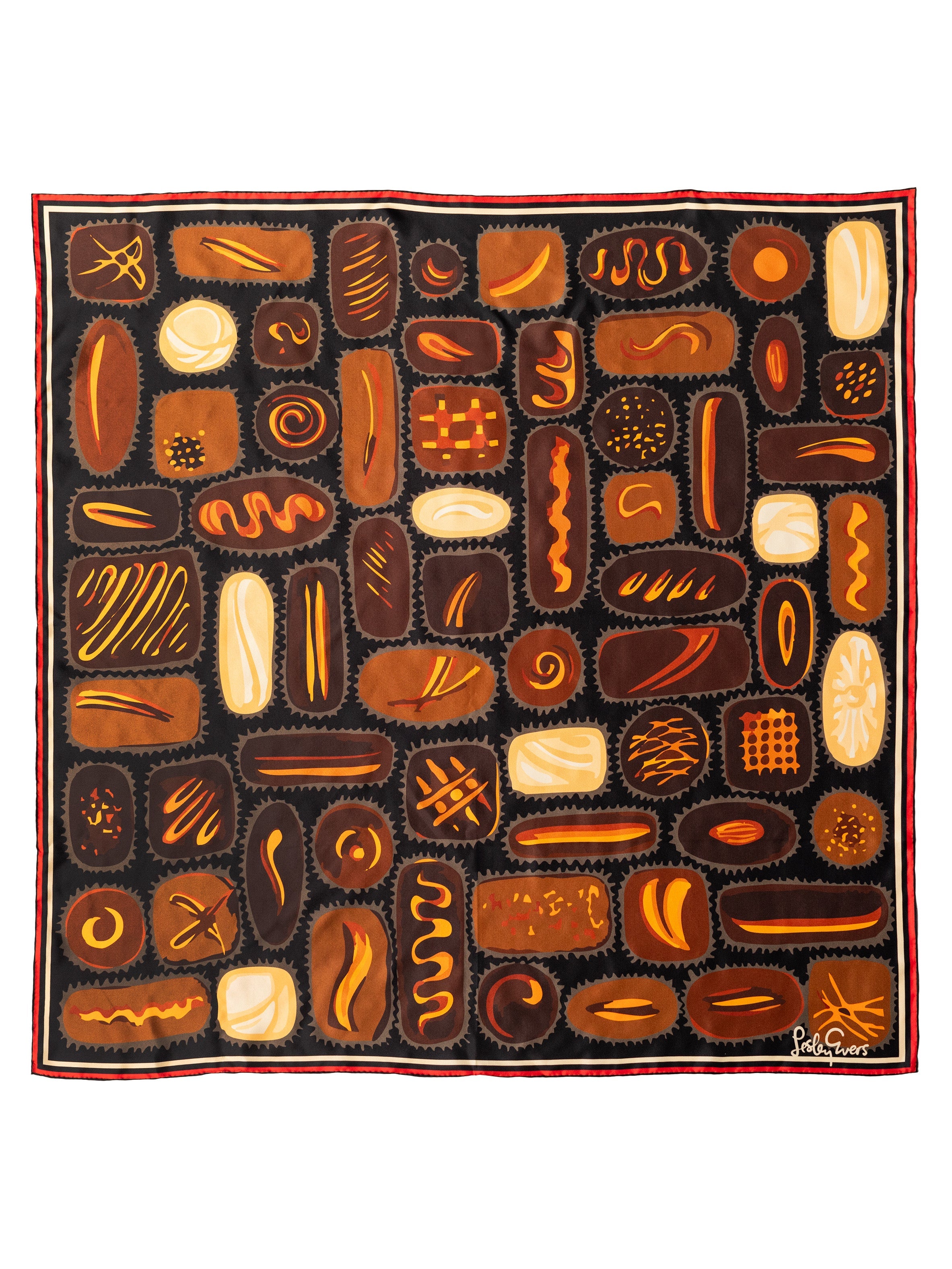 LILLIAN silk twill scarf Box of Chocolates - Lesley Evers - Accessories - box of chocolates - cotton silk