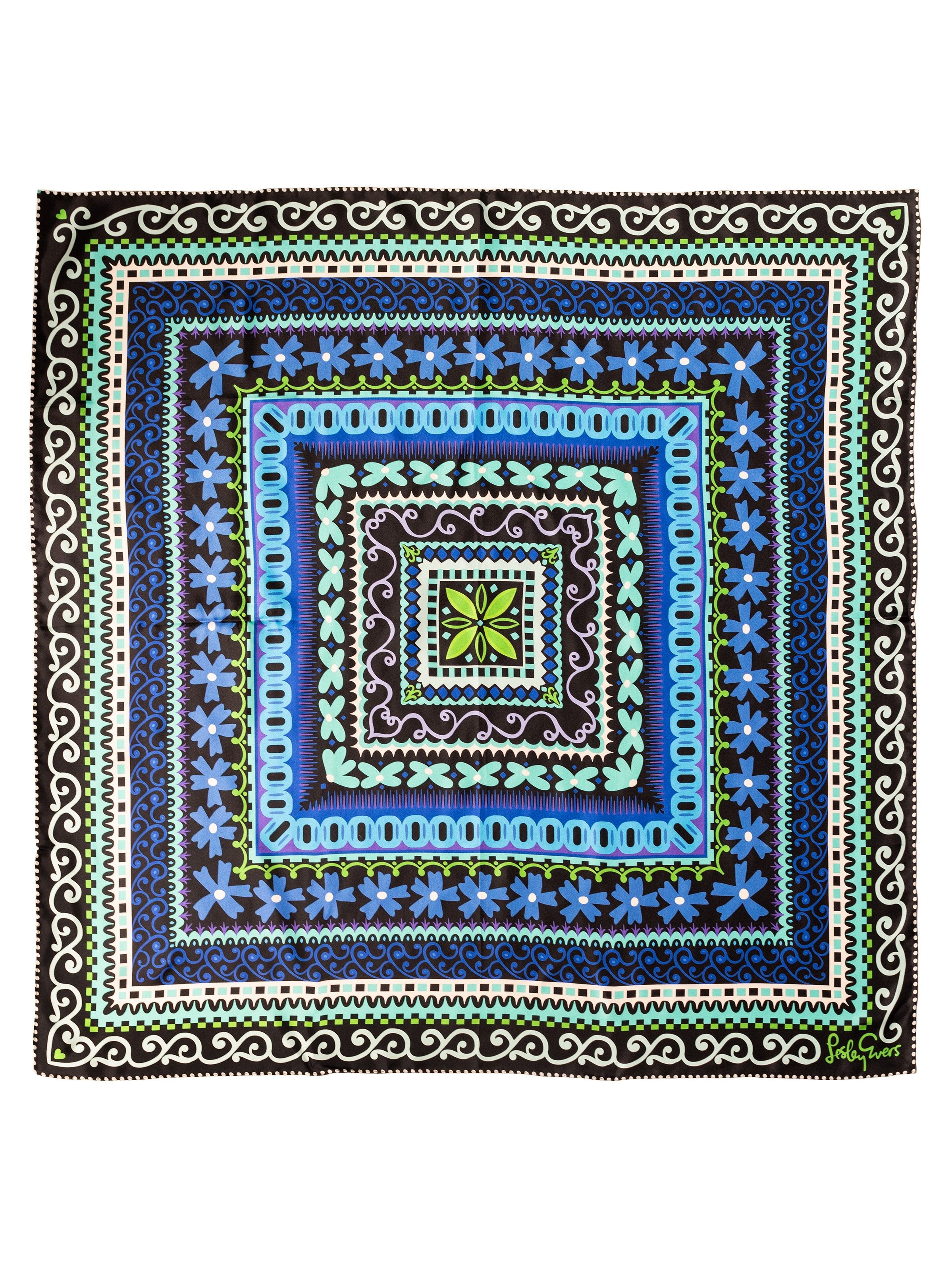 LILLIAN silk twill scarf Cornice Blue - Lesley Evers - Accessories - cornice - cotton silk