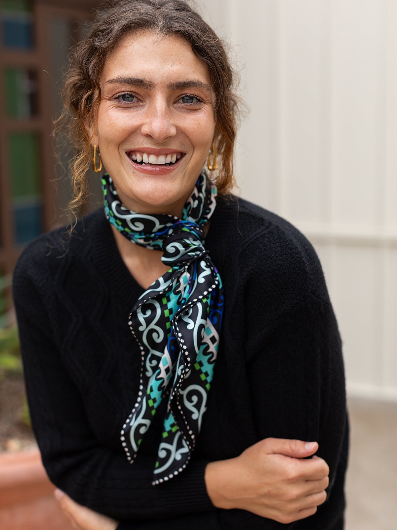 LILLIAN silk twill scarf Cornice Blue - Lesley Evers - Accessories - cornice - cotton silk