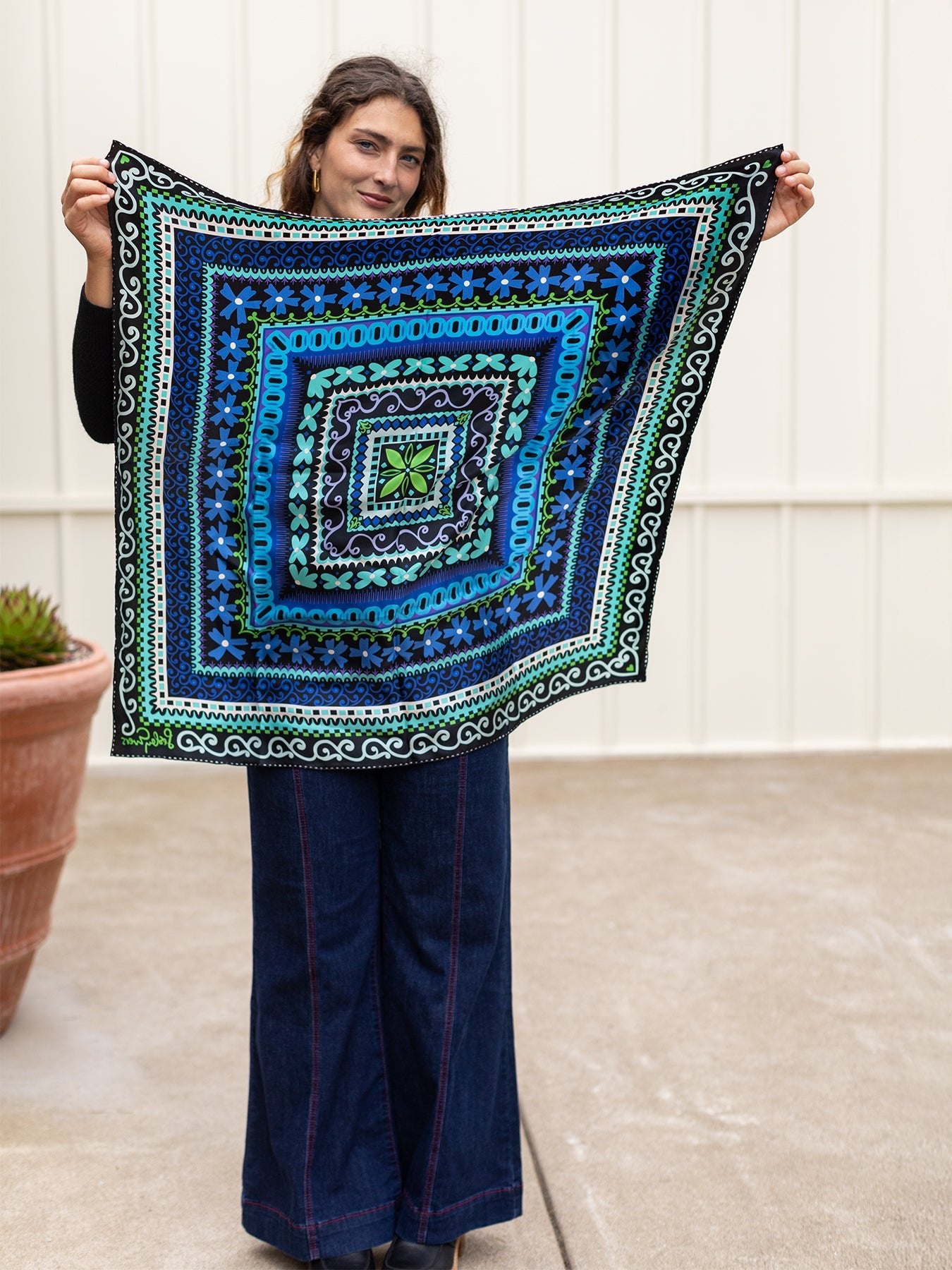 LILLIAN silk twill scarf Cornice Blue - Lesley Evers - Accessories - cornice - cotton silk