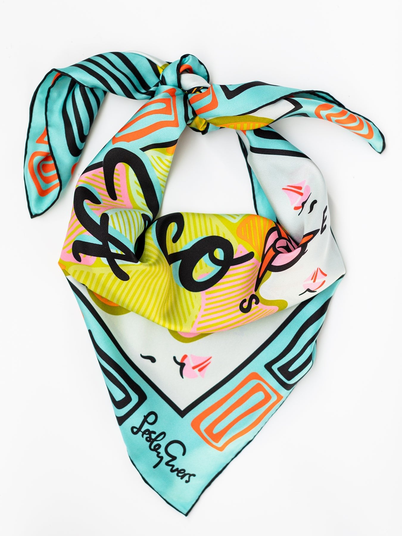 LILLIAN silk twill scarf Map of San Francisco - Lesley Evers - Accessories - cotton silk - scarf