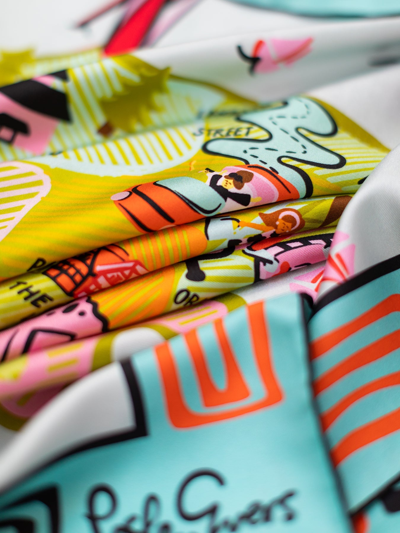 LILLIAN silk twill scarf Map of San Francisco - Lesley Evers - Accessories - cotton silk - scarf