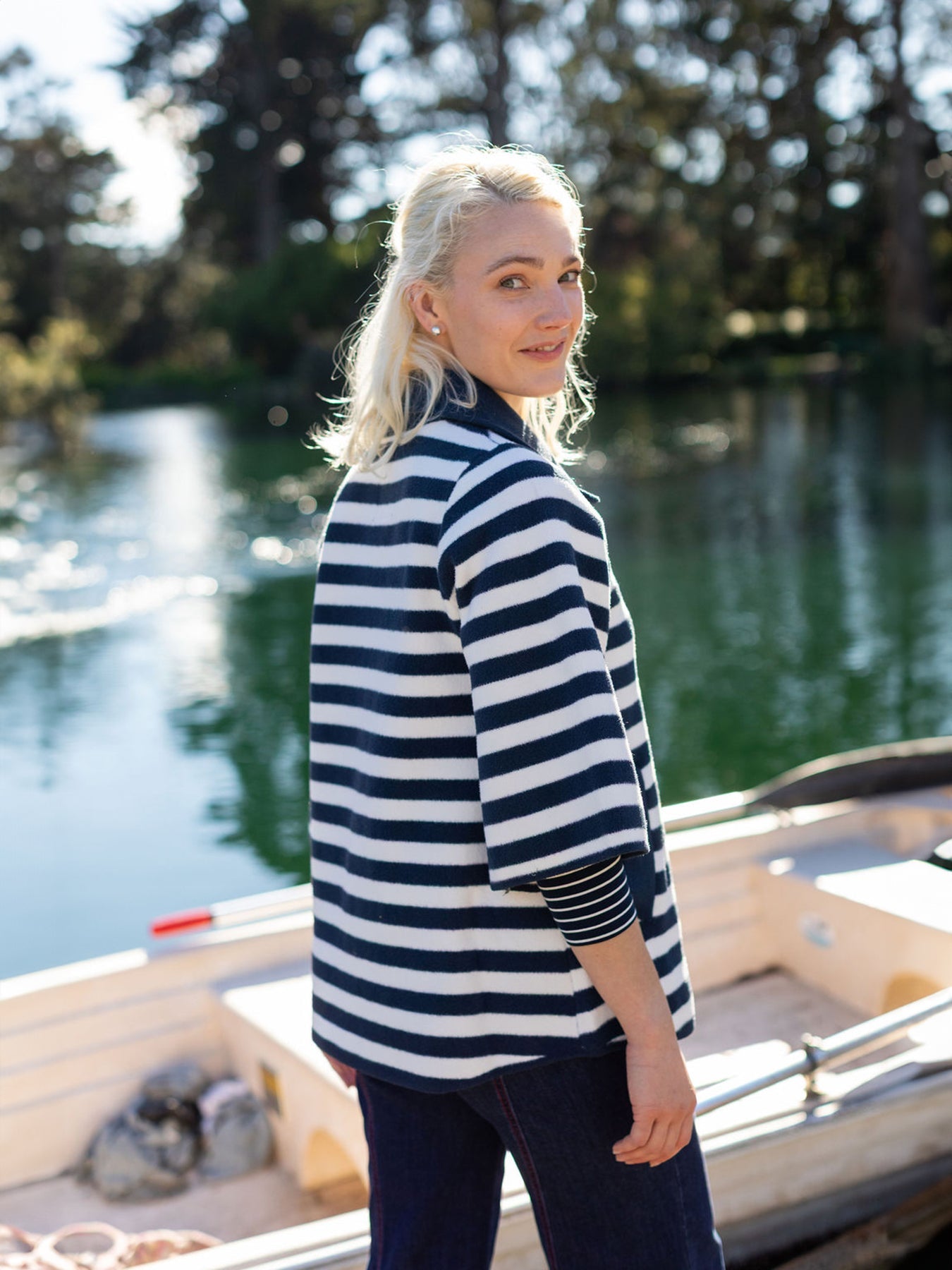 LIZZY coat Navy and White Stripe - Lesley Evers - coat - lizzie - lizzy