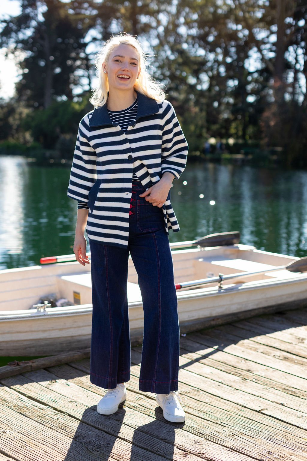 LIZZY coat Navy and White Stripe - Lesley Evers - coat - lizzie - lizzy