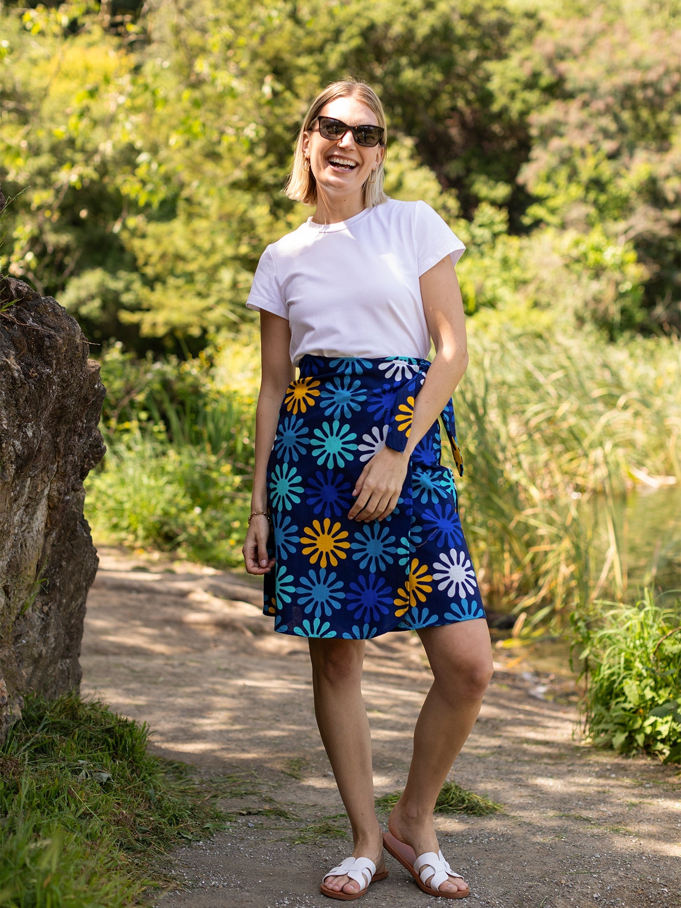 LOLA wrap skirt Spritz Blue - Lesley Evers - Bottoms - kalamazoo - kalamazoo red