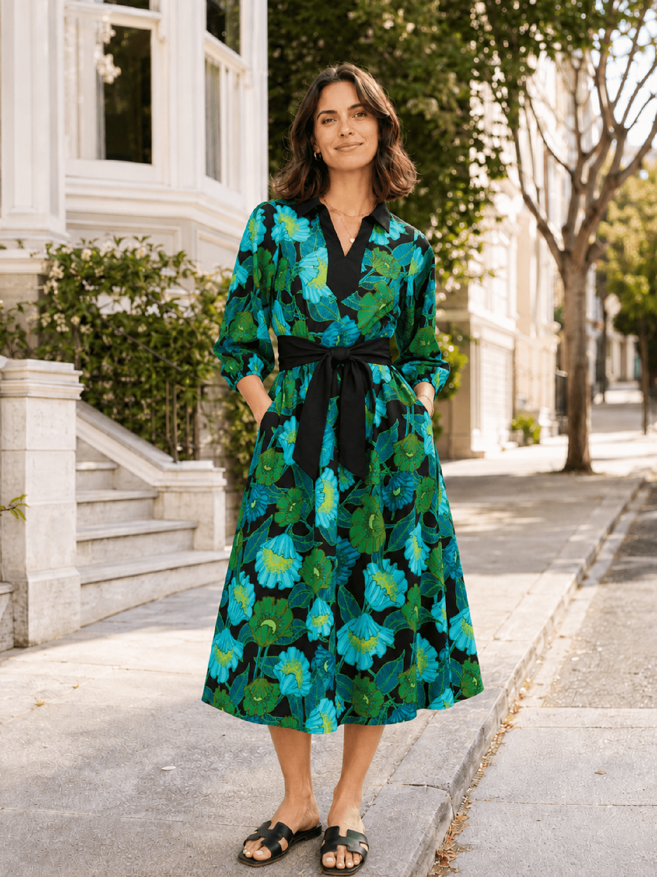 LYDIA dress Secret Garden Green - Lesley Evers-Dress-Shop-Shop/All Products
