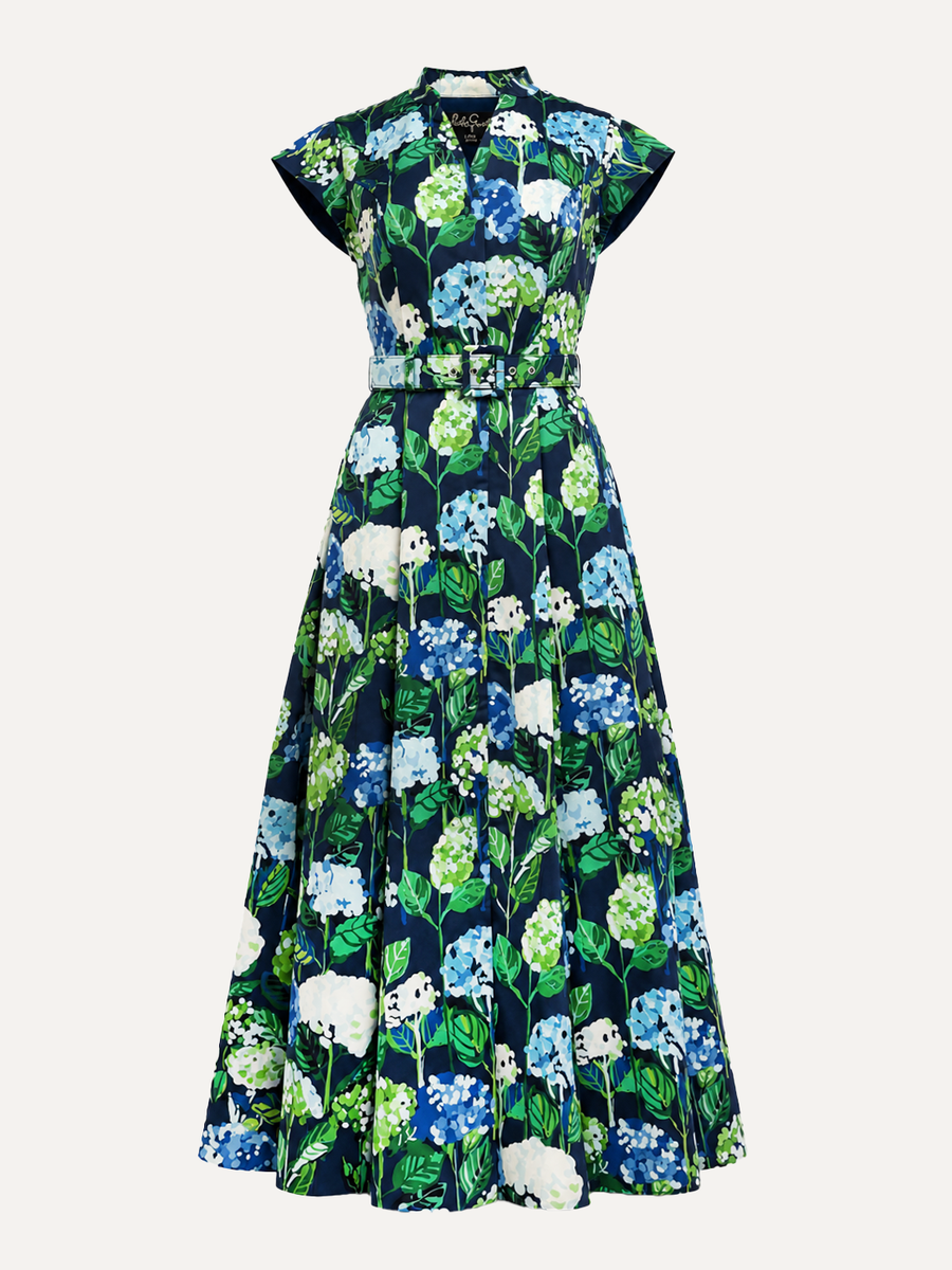 MADELEINE dress Hydrangea Navy – Lesley Evers