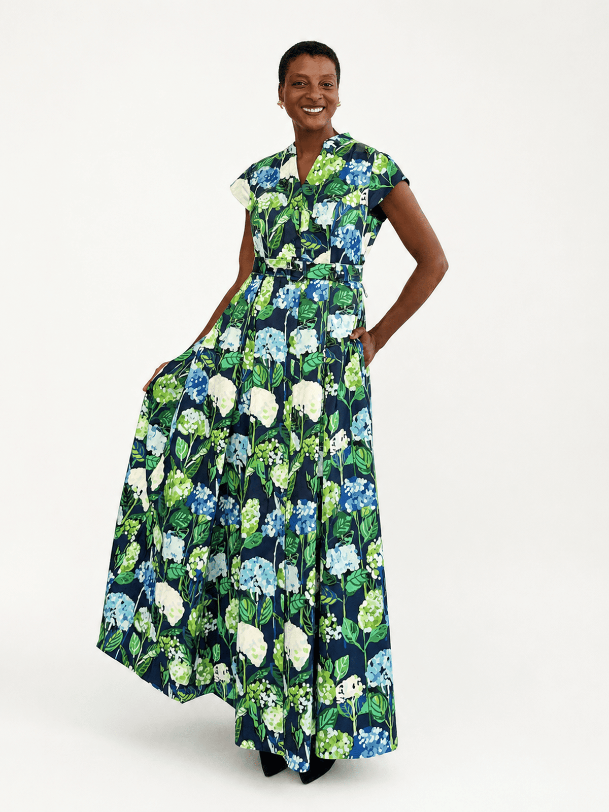 MADELEINE dress Hydrangea Navy - Lesley Evers-Dress-formal-gown