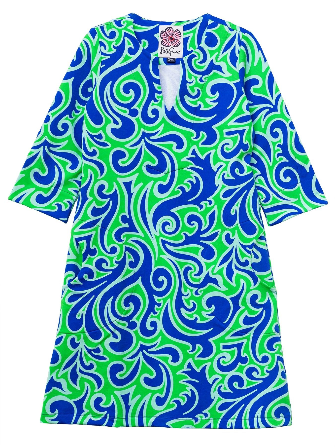 MAEVE dress Filigree Blue and Green - Lesley Evers - Black - black dress - Dress