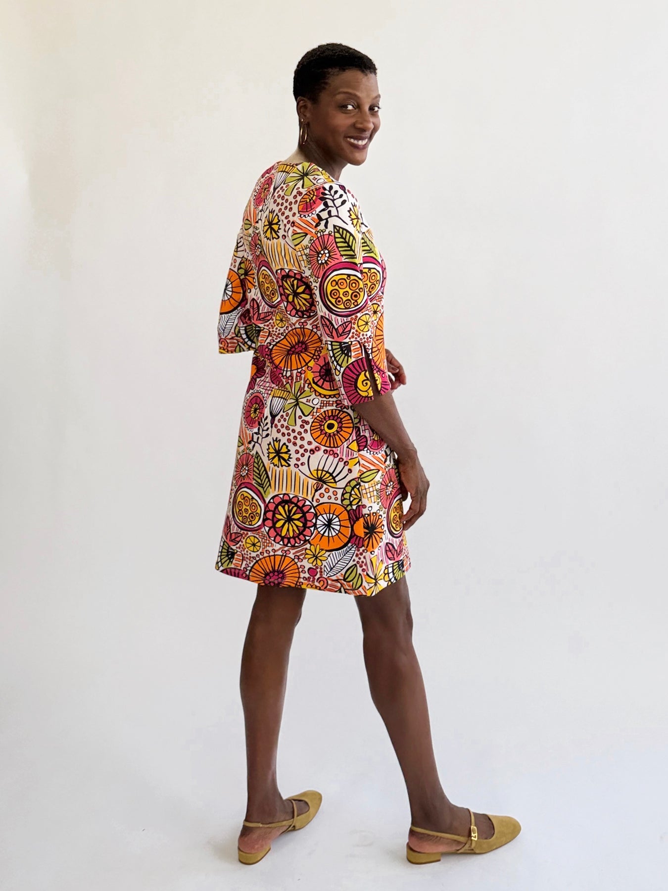 MAEVE dress Flower Fresco Sunset - Lesley Evers-Dress-french terry-maeve