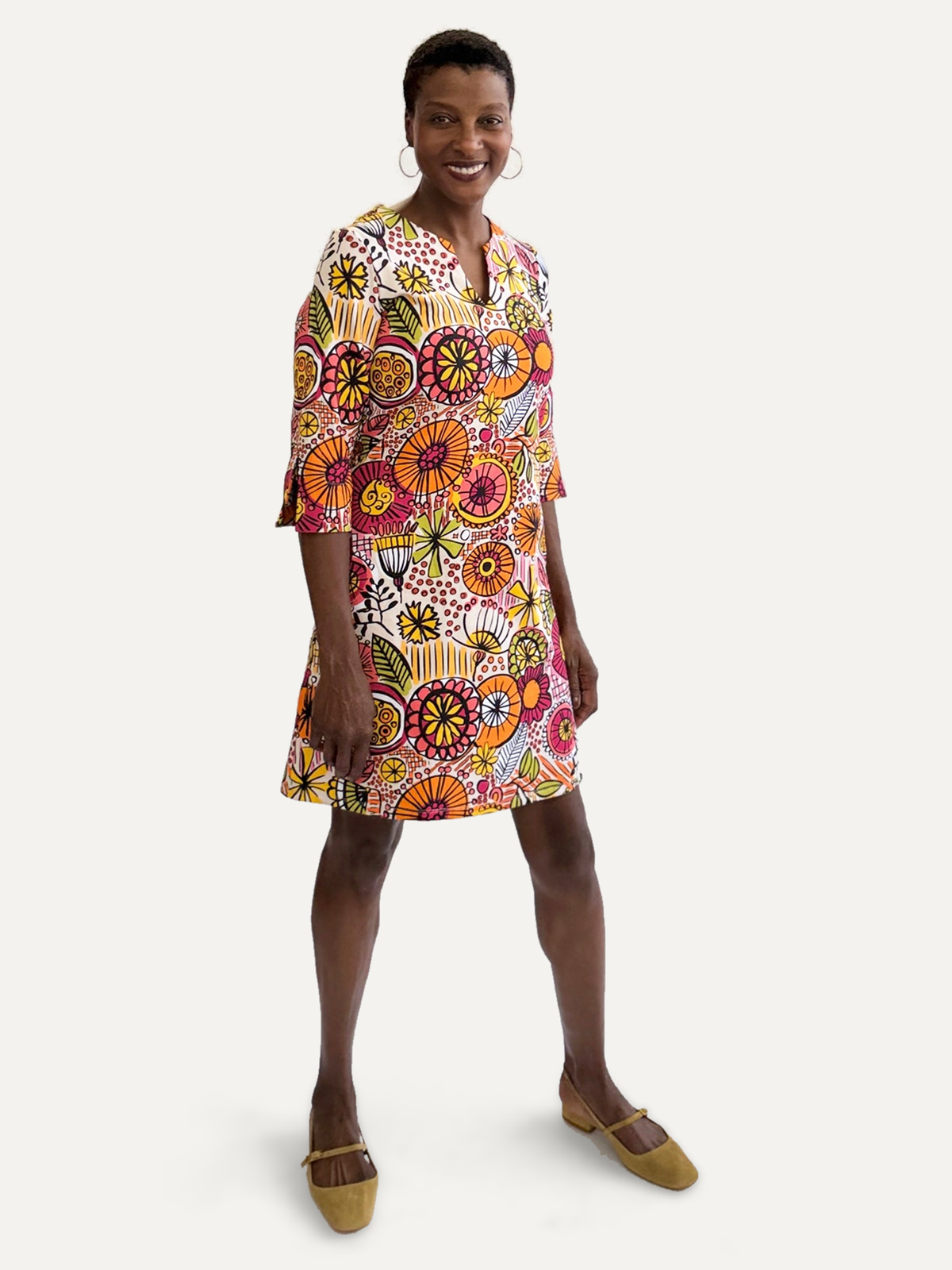MAEVE dress Flower Fresco Sunset - Lesley Evers-Dress-french terry-maeve