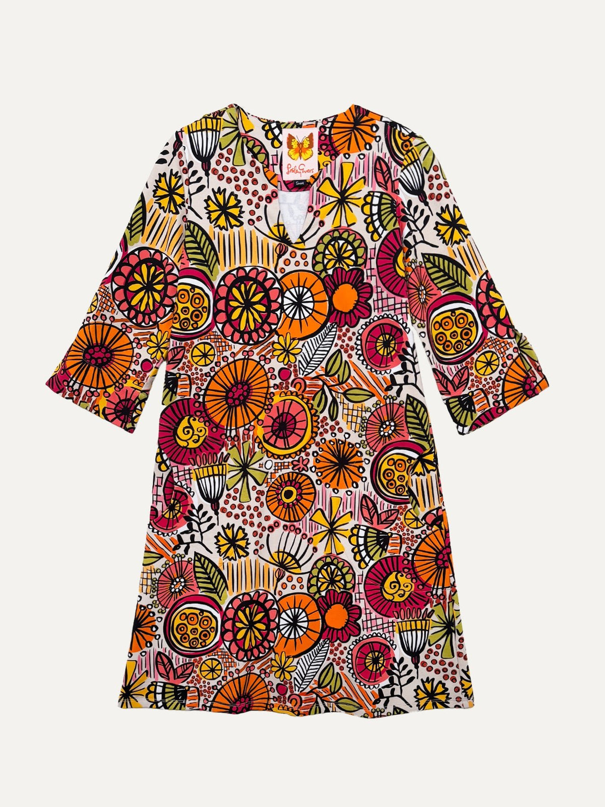 MAEVE dress Flower Fresco Sunset - Lesley Evers-Dress-french terry-maeve