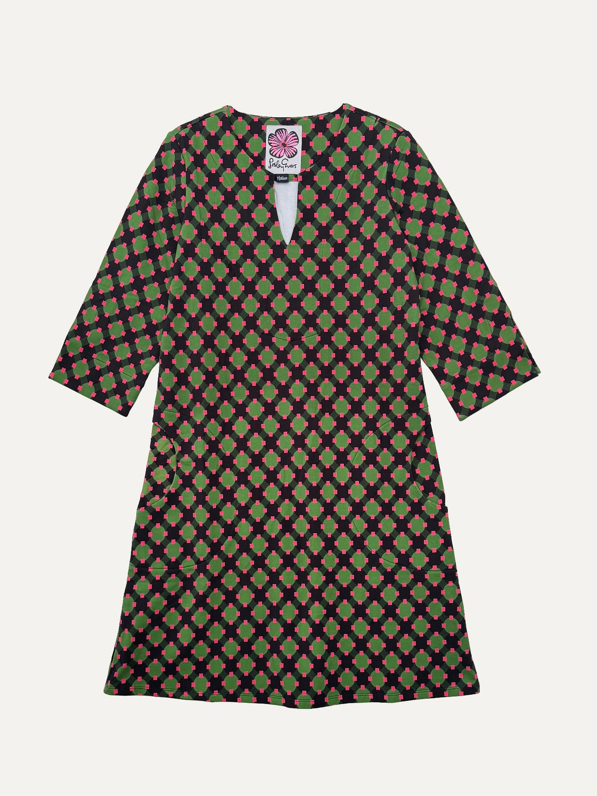 MAEVE dress Sorrento Pink and Green - Lesley Evers-Dress-french terry-maeve