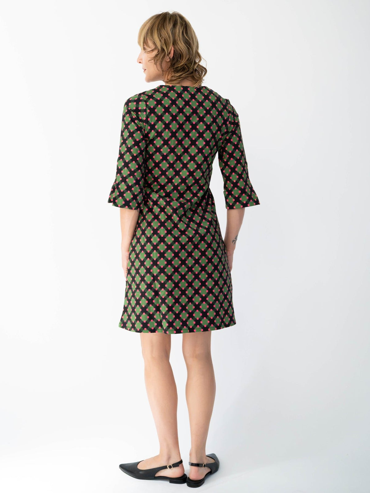 MAEVE dress Sorrento Pink and Green - Lesley Evers-Dress-french terry-maeve