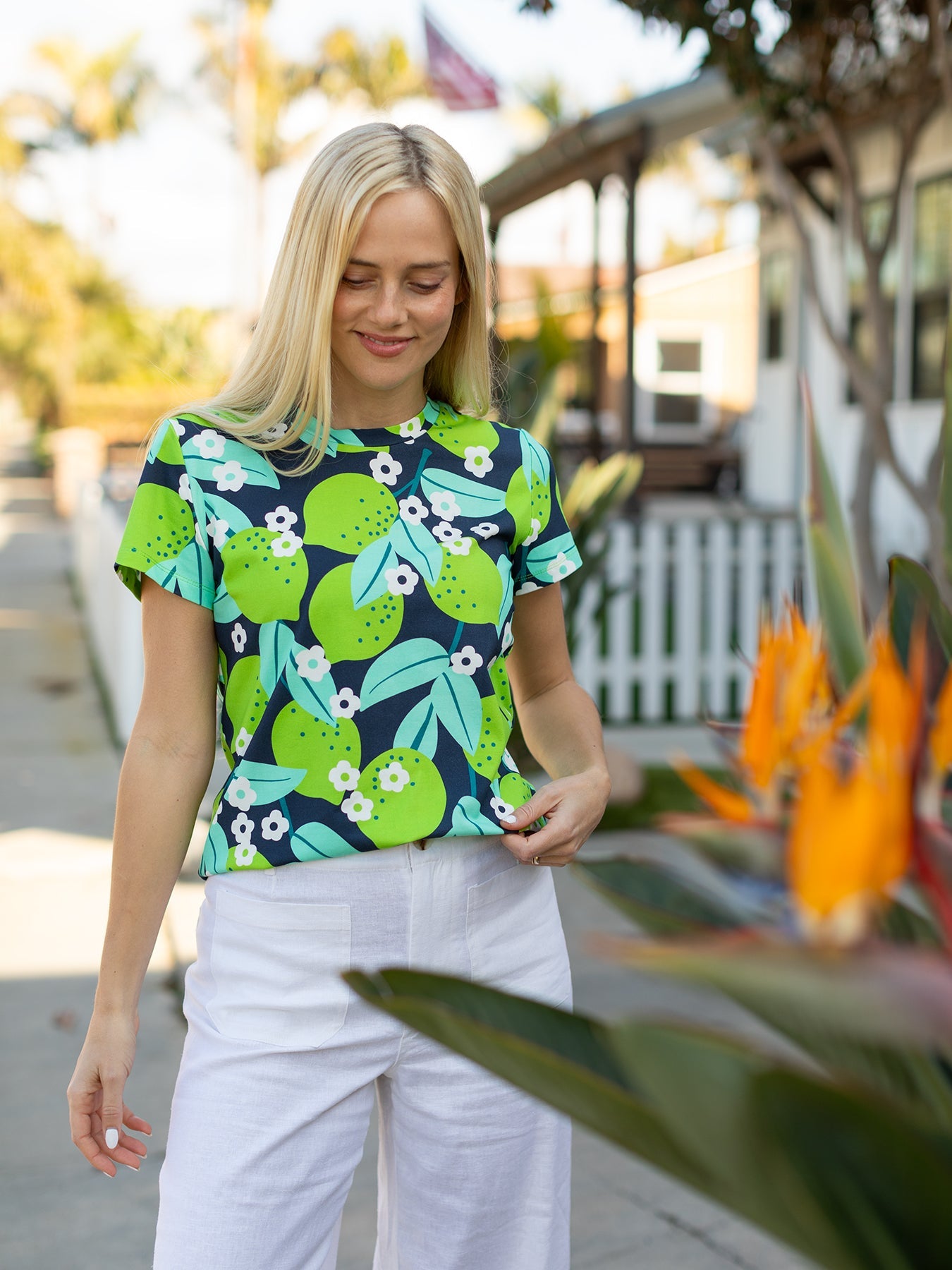 MAISIE cotton tee Limes Mint - Lesley Evers - Best Seller - Shop - Shop/All Products