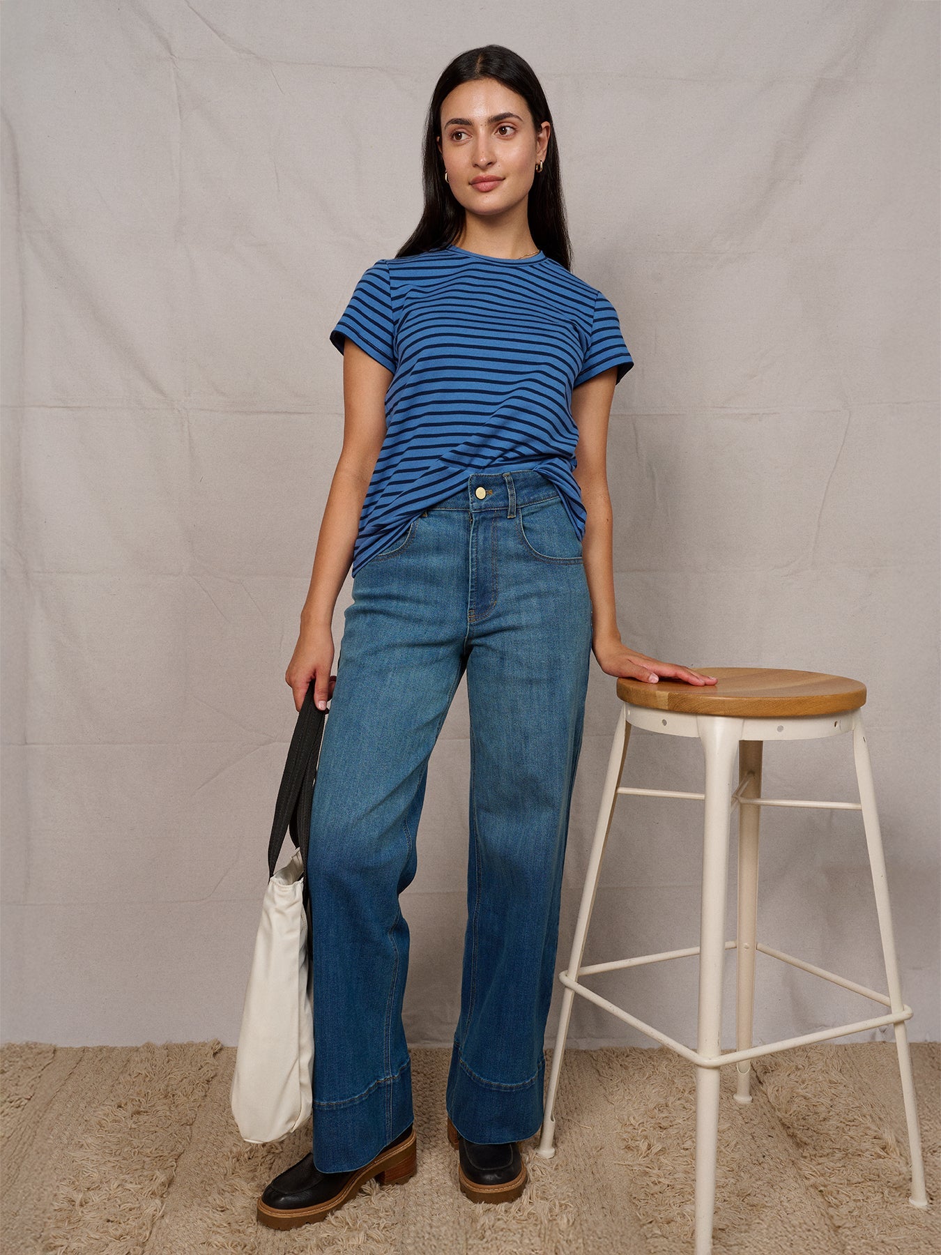 MAISIE cotton tee Navy and Blue Stripe - Lesley Evers - Best Seller - Shop - Shop/All Products