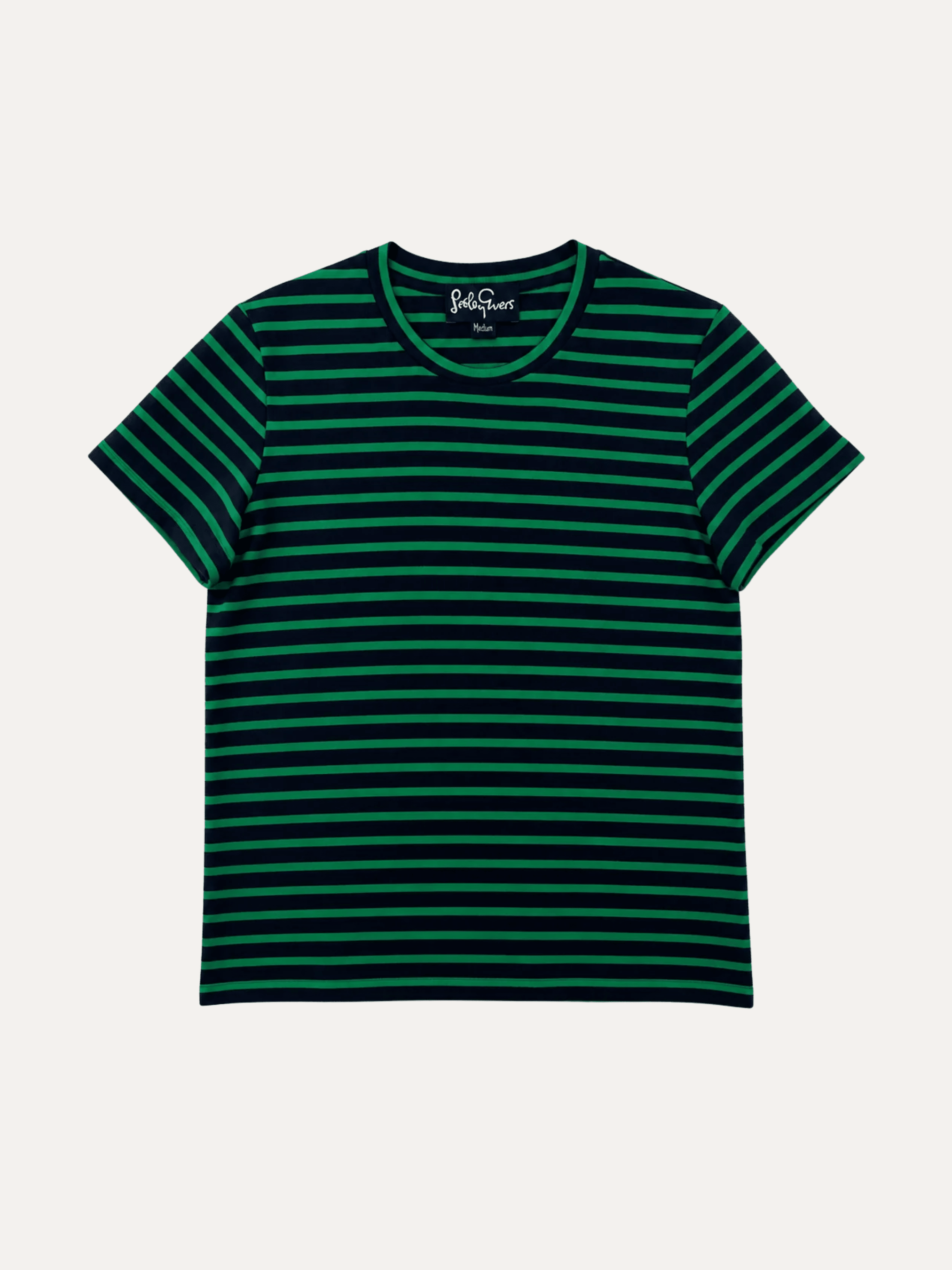 MAISIE cotton tee Navy and Green Stripe - Lesley Evers-Best Seller-Shop-Shop/All Products